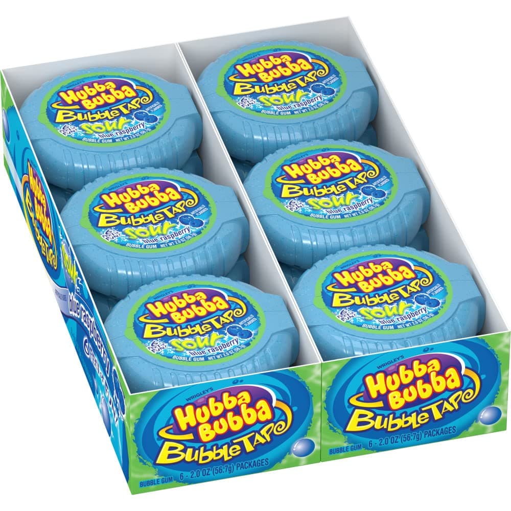Hubba Bubba Bubble Tape, Sour Blue Raspberry, 2 Ounce (Pack of 6) by Hubba Bubba