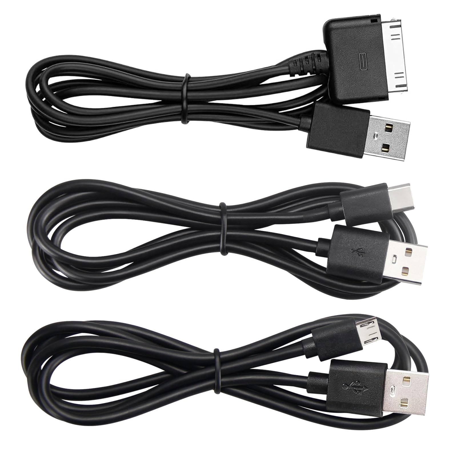 Smays 3-in-1 Replacement Charger Cable Kit for All Barnes & Noble Nook Tablets (HD, HD+, Color, Glowlight) - 3ft USB 2.0 Charging & Data Sync Cables