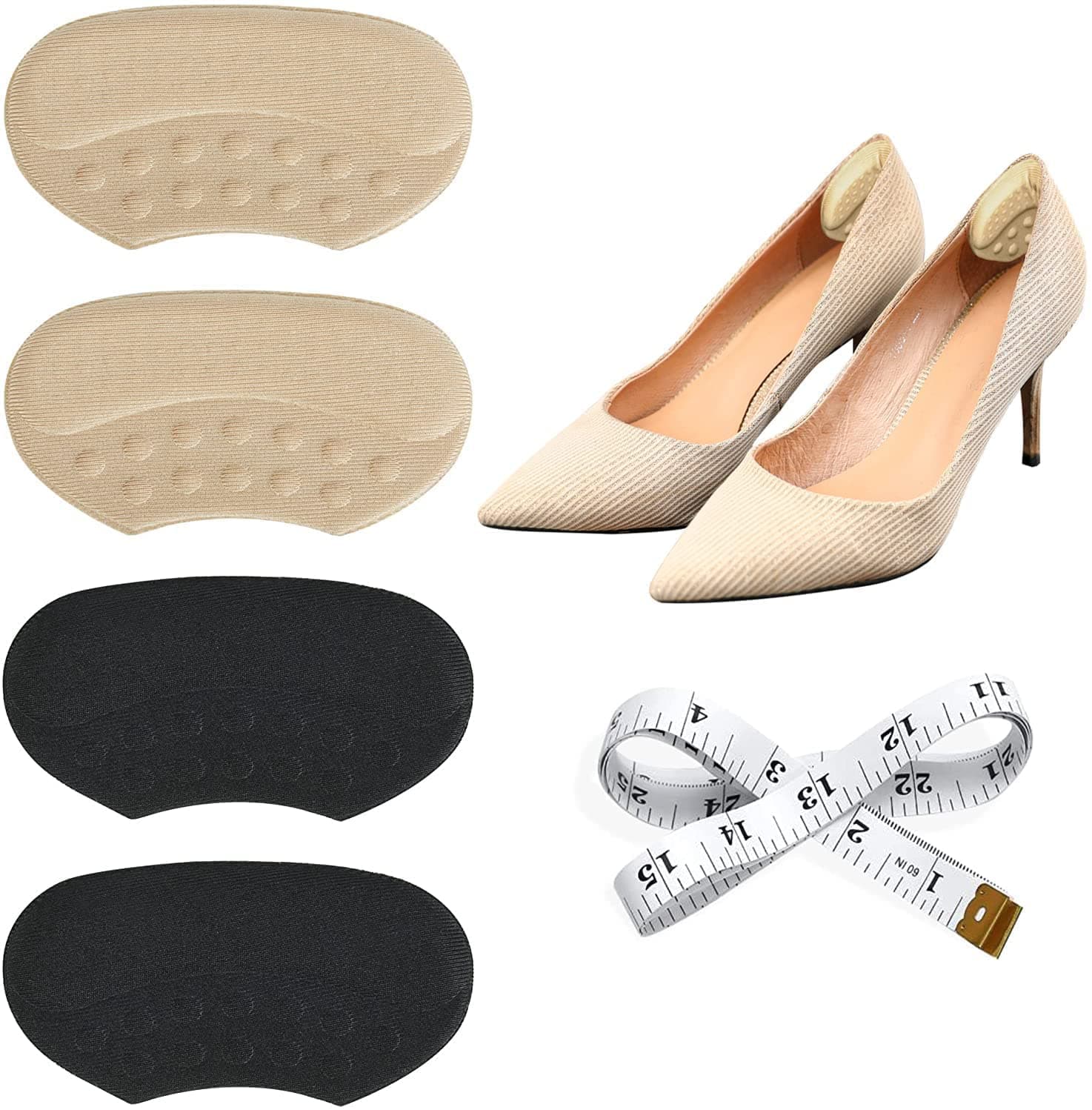 4 PCS Heel Grips Liner Cushions Inserts for Loose Shoes, Heel Pads Snugs for Shoe Too Big Women Men, Filler Improved Shoe Fit and Comfort, Prevent Heel Slip and Blister