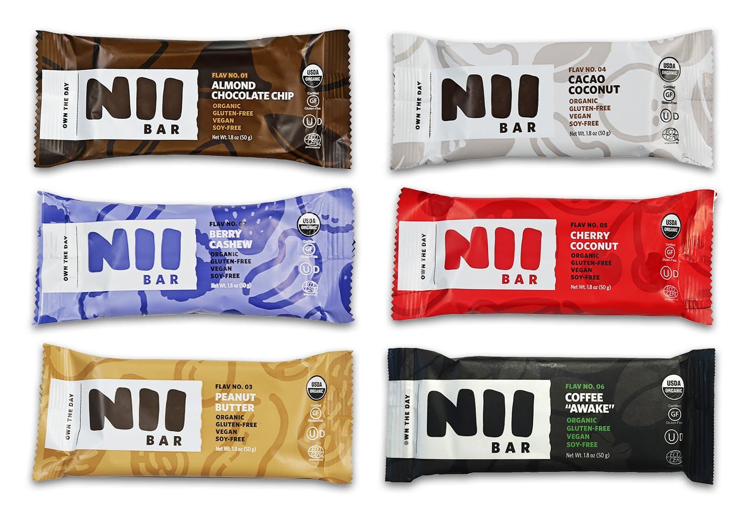 Variety Box- Organic Nutrition Bar, 1.8 oz (12 Pack) Vegan, Gluten-Free, Non-GMO, Nii Bar