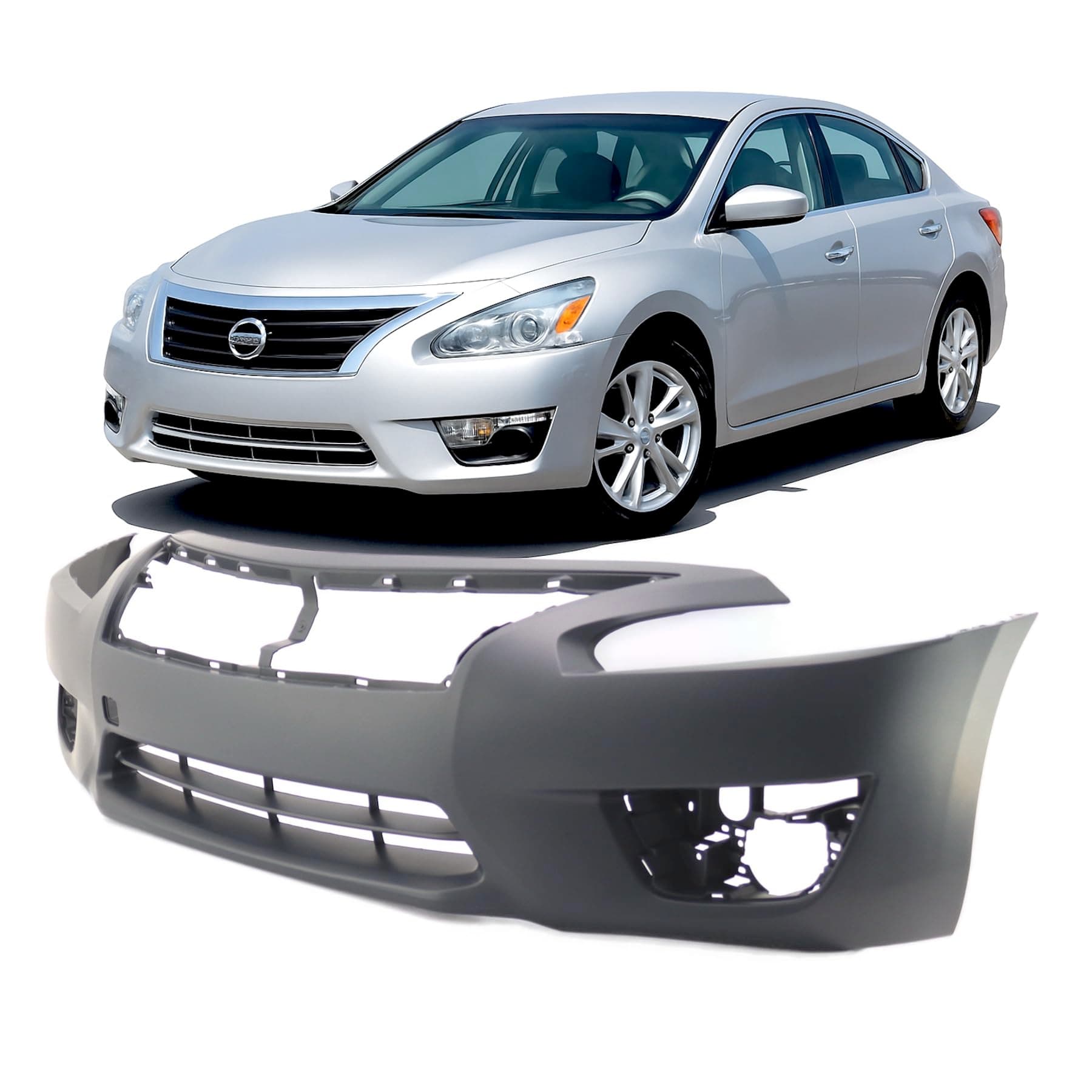 FitParts Compatible with Front Bumper Cover Fascia 2013 2014 2015 Nissan Altima SL S SV 13-15. New Primed With Fog Light Holes. NI1000285 620223TA0H