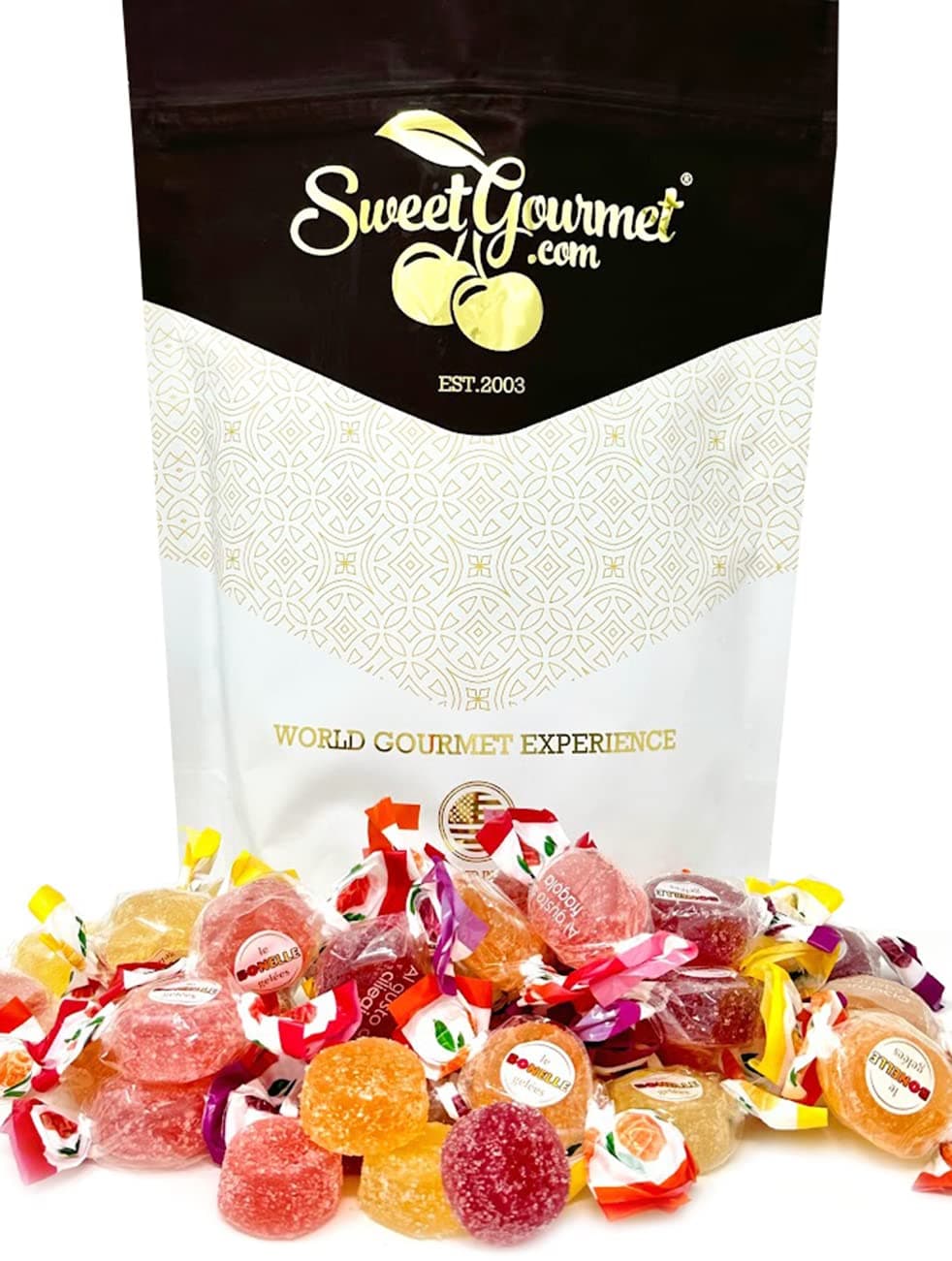 Le Bonelle Gelées Soft Fruit Jelly Candy, Strawberry Blackberry Orange Lemon, Natural Flavors, Vegan, Individually Wrapped, 1 Pound
