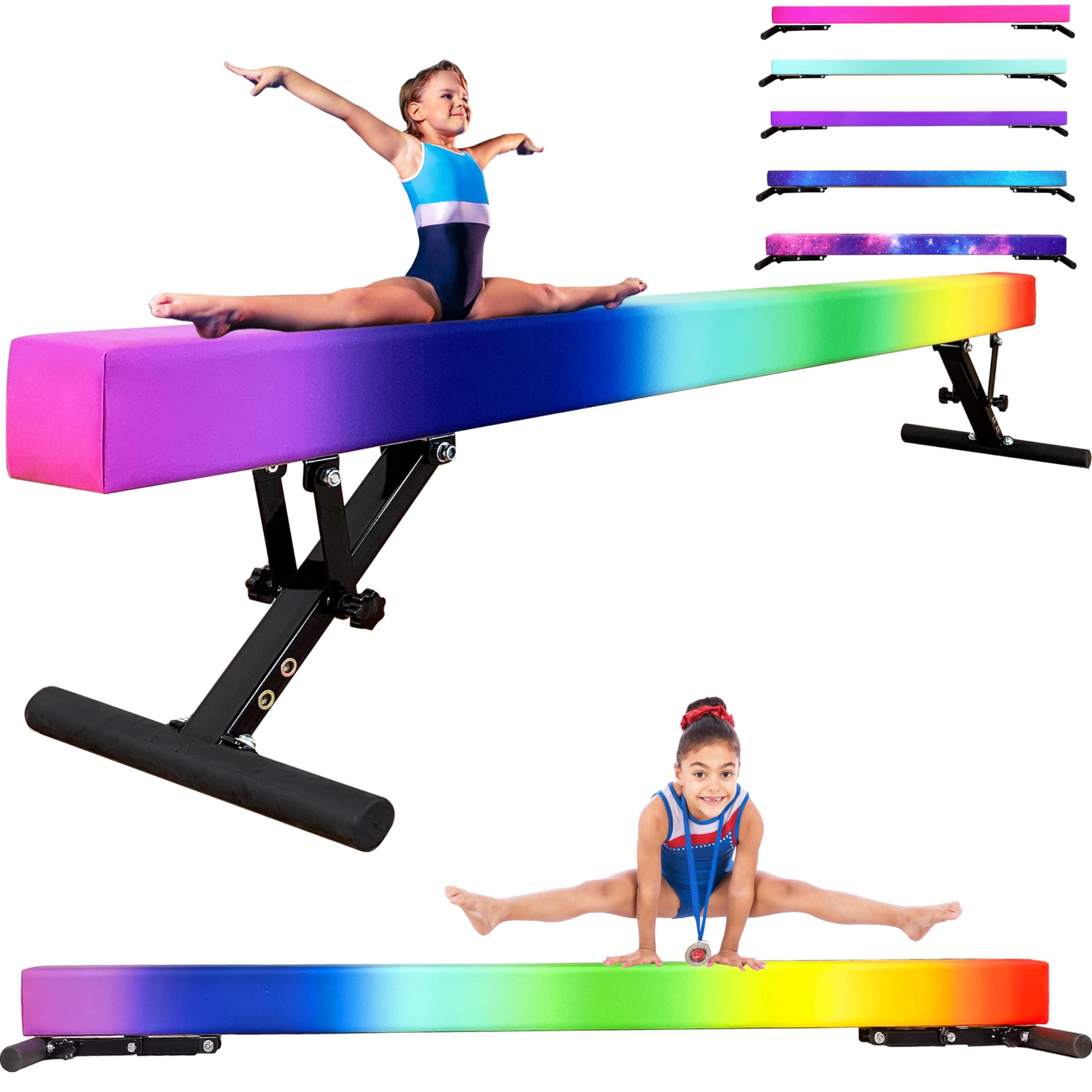 PreGymnastic 8FT Balance Beam, Gymnastics Beam for Kids Ages 3-12, Home Gym Equipment for Training, Adjustable Blancing Beam Indoor, Off-Ground Beam Indoor