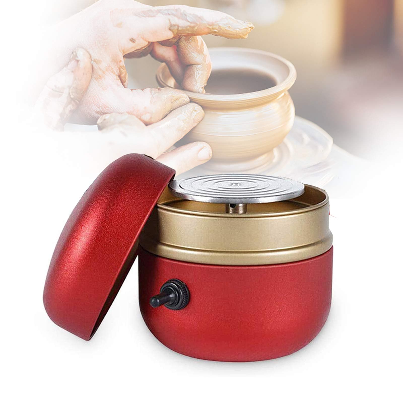 PEALOV Mini Electric Pottery Machine,1500 RPM Electric Pottery Wheel DIY Clay Tool with Tray,Adjustable Speed Clay Forming Machine,Suitable for Adults and Children Beginners and DIY Ceramic Art