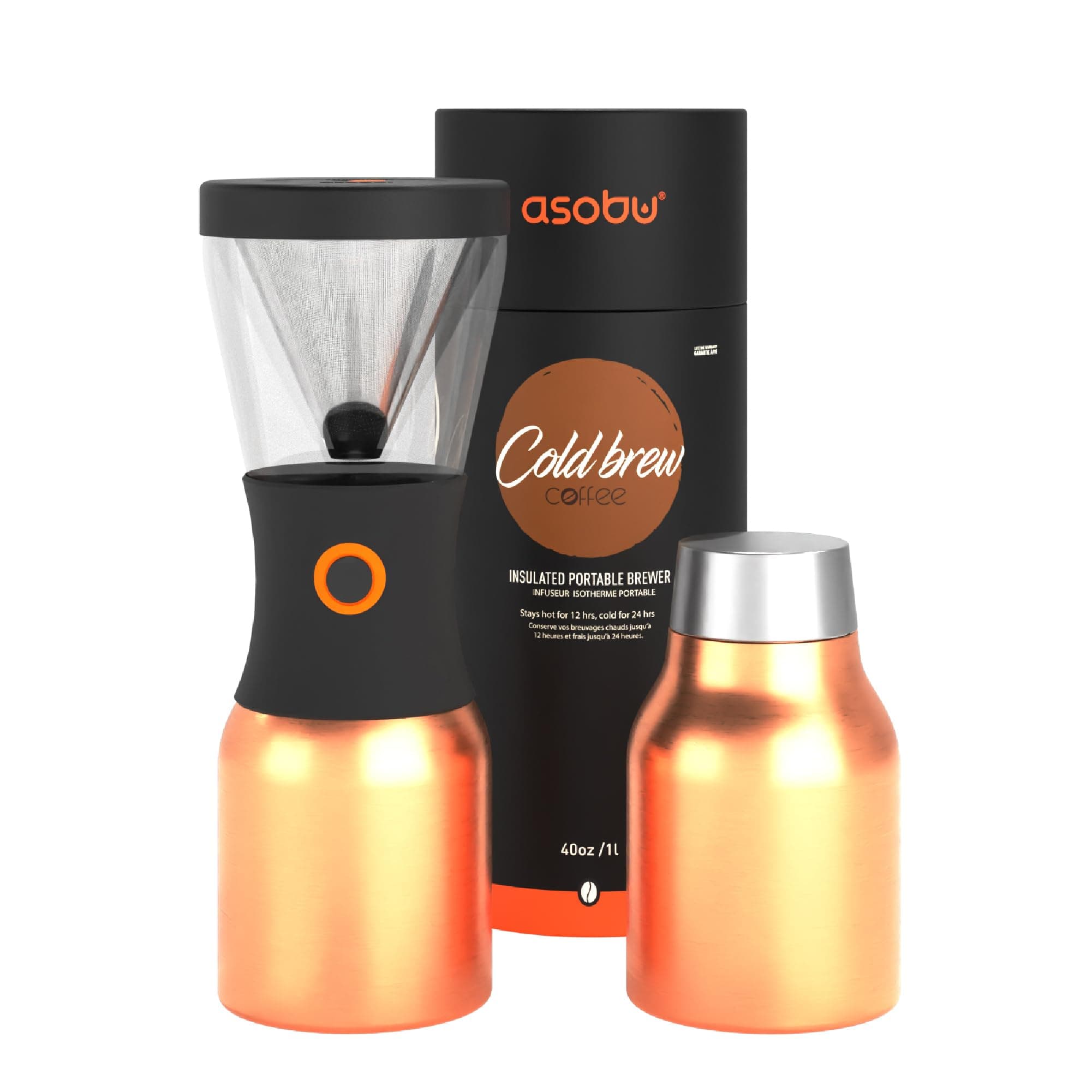 asobuPortable Cold Brew Coffee Maker, CopperStainless Steel