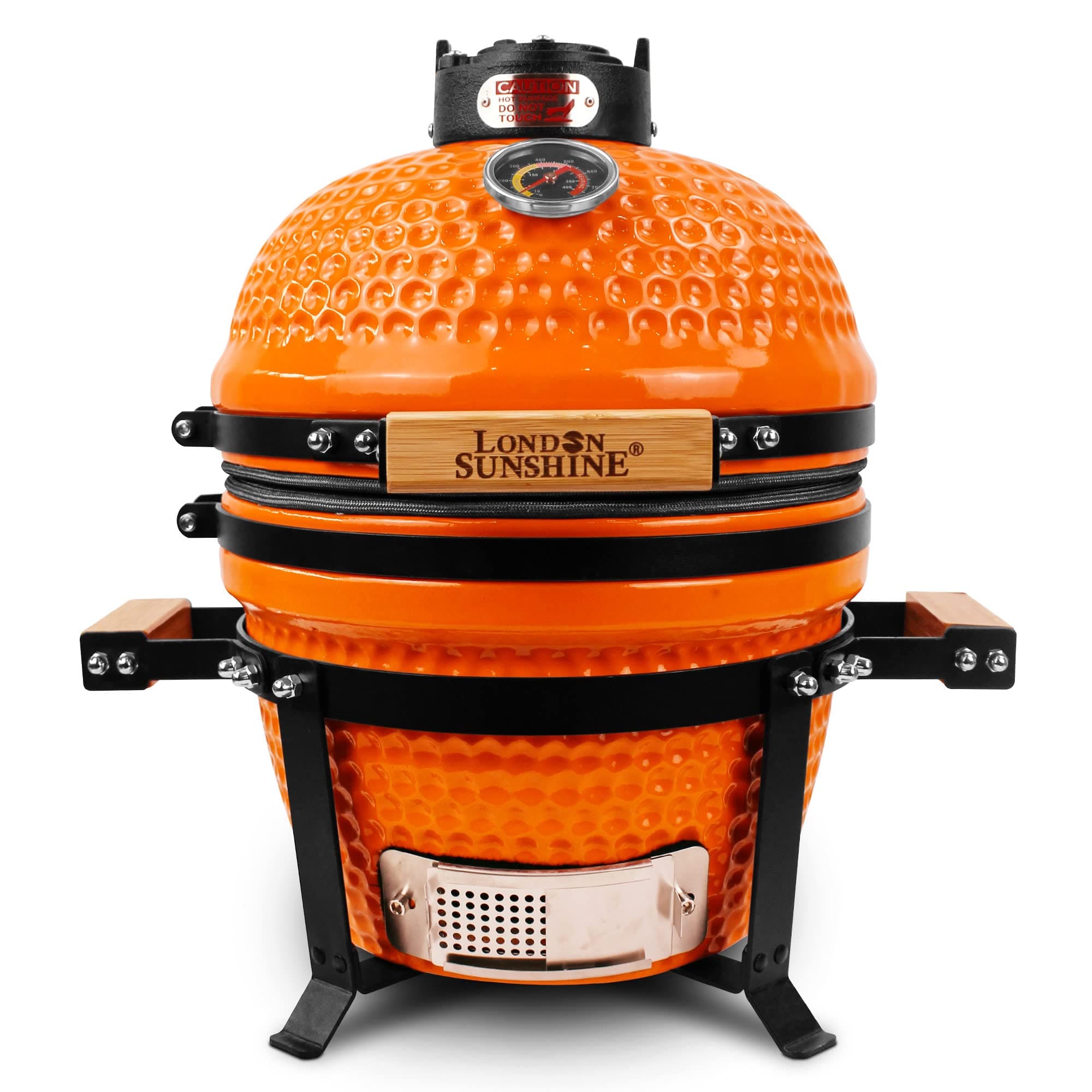 Ceramic Charcoal BBQ Kamado Grill Smoker - Portable Tabletop Cadet Series -Orange