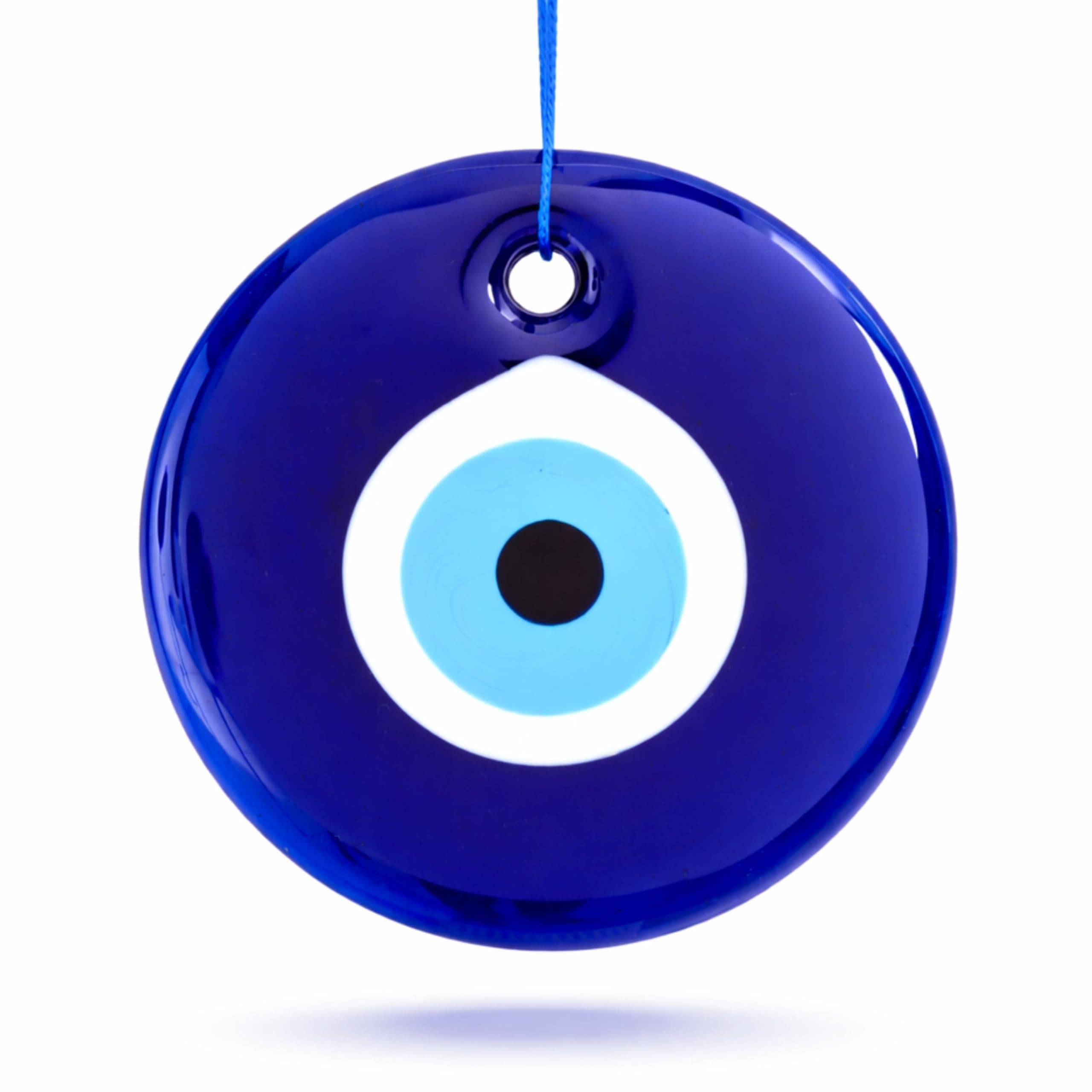 5" Glass Blue Evil Eye Wall Hanging Ornament - Evil Eye Decor - Turkish Handmade Nazar Amulet - Home Protection Charm - Evil Eye Wall Decor Amulet in a Box
