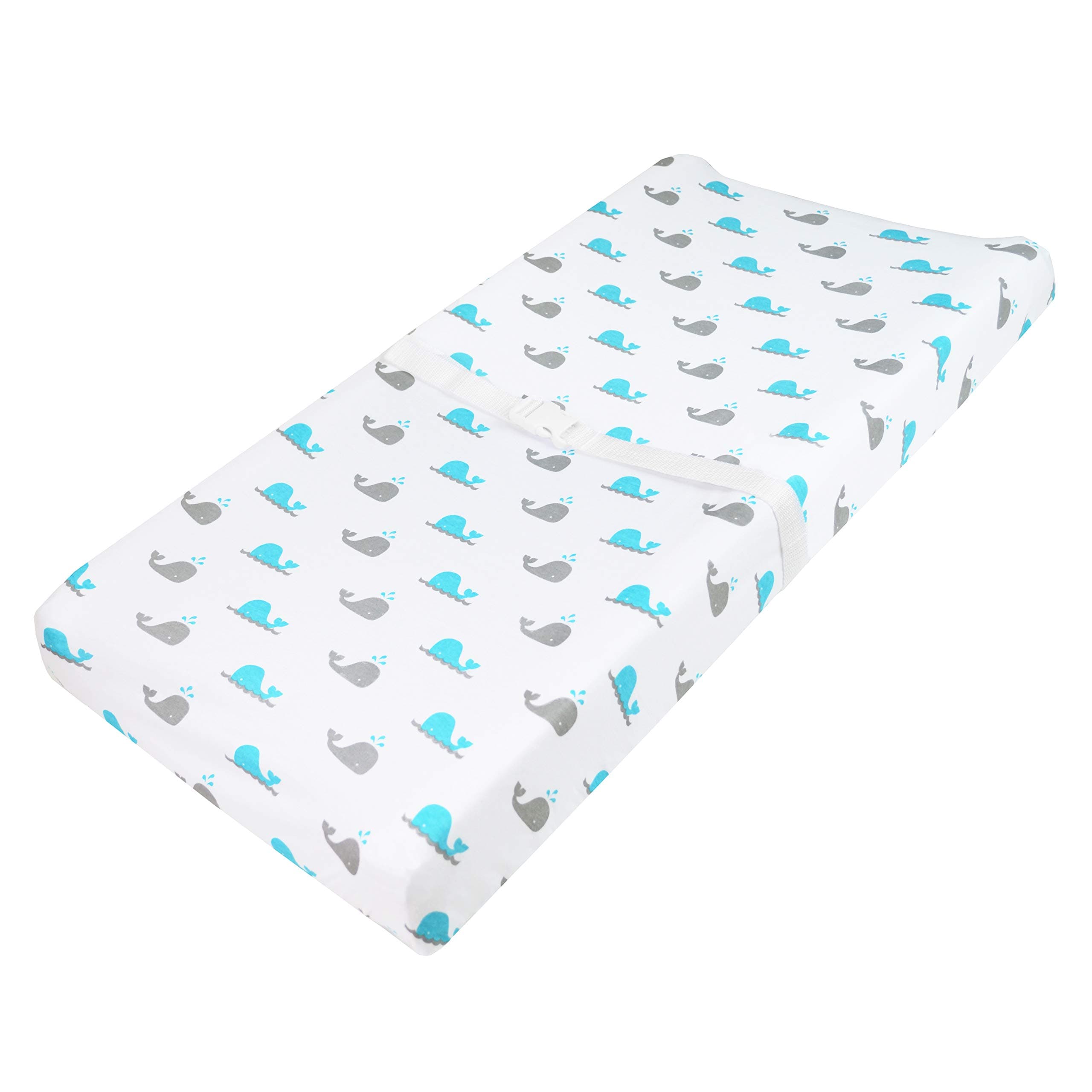 American Baby CompanyPrinted 100% Natural Cotton Jersey Knit Fitted Contoured Changing Table Pad Cover, Also Works with Travel Lite Mattress, Whale, Soft Breathable, for Boys and Girls