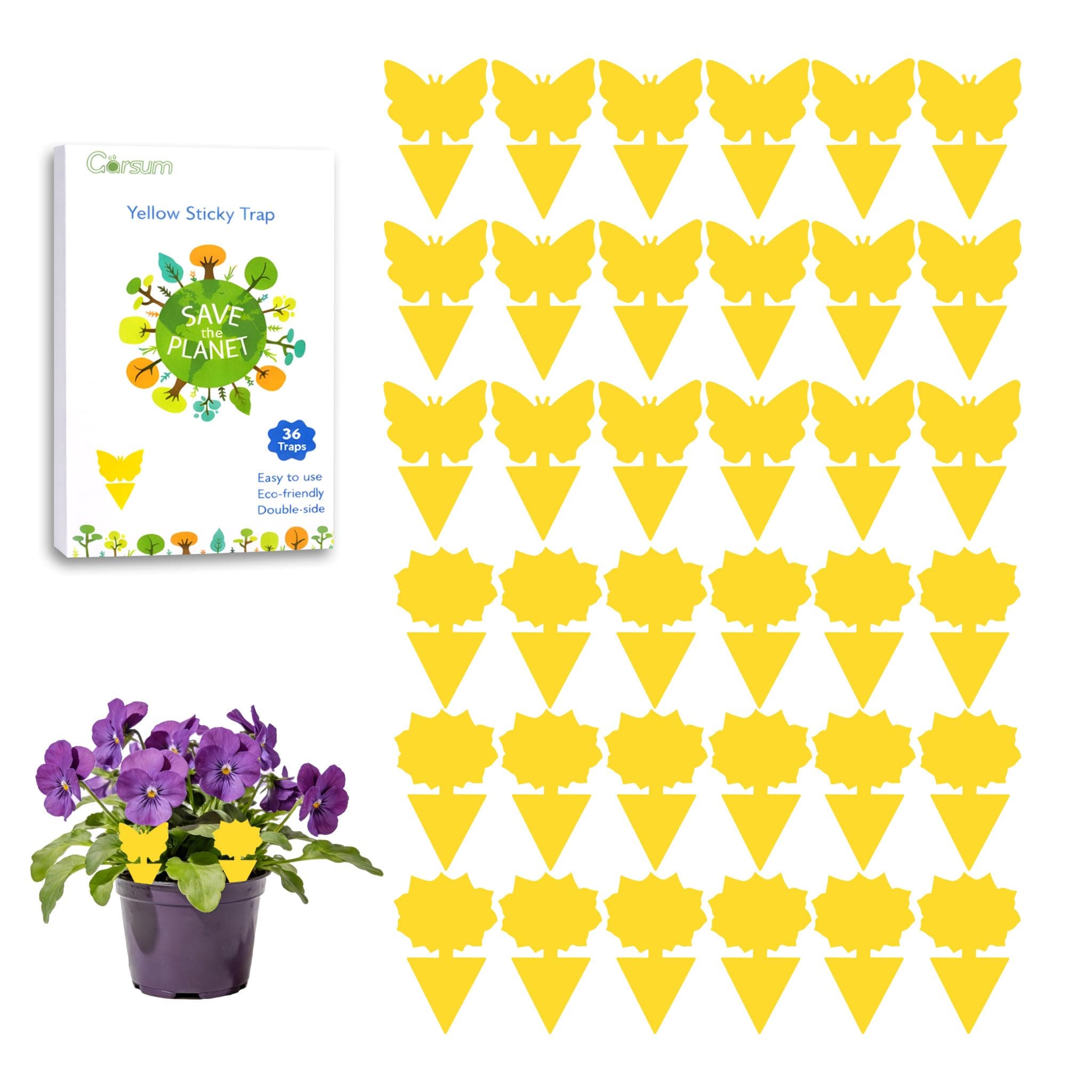 Fruit Fly Sticky Trap for Indoor and Outdoor, 36 Pack Fungus Gnat Killer for Houseplant,Mosquitos, Flying Insect, White Flies