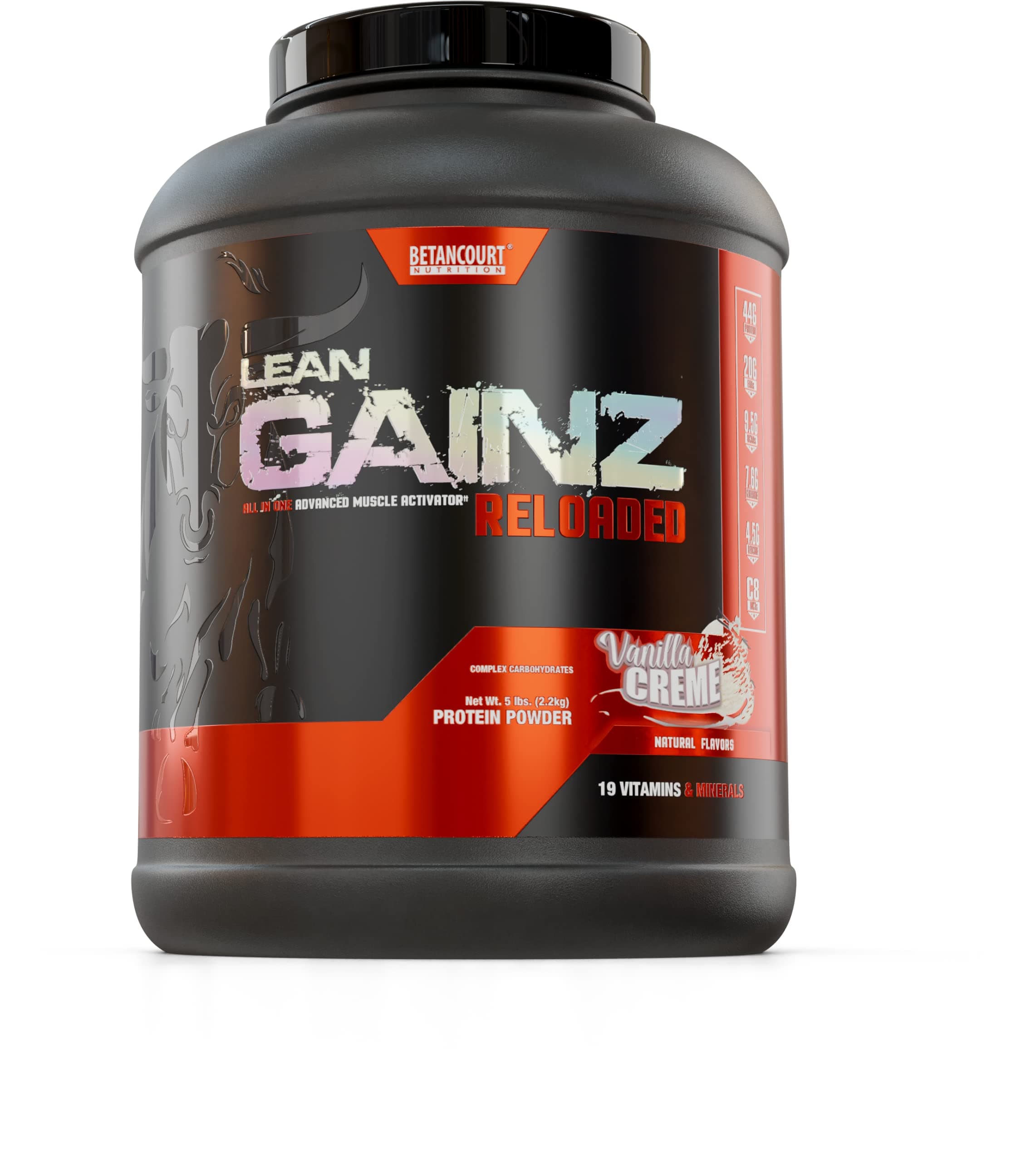 (Vanilla Creme) - Betancourt Nutrition Lean Gainz Protein Blend, Natural Protein, Carbohydrates, Saturated Fatty Acids, Powder 2.4kg. (16 Servings), Vanilla Creme