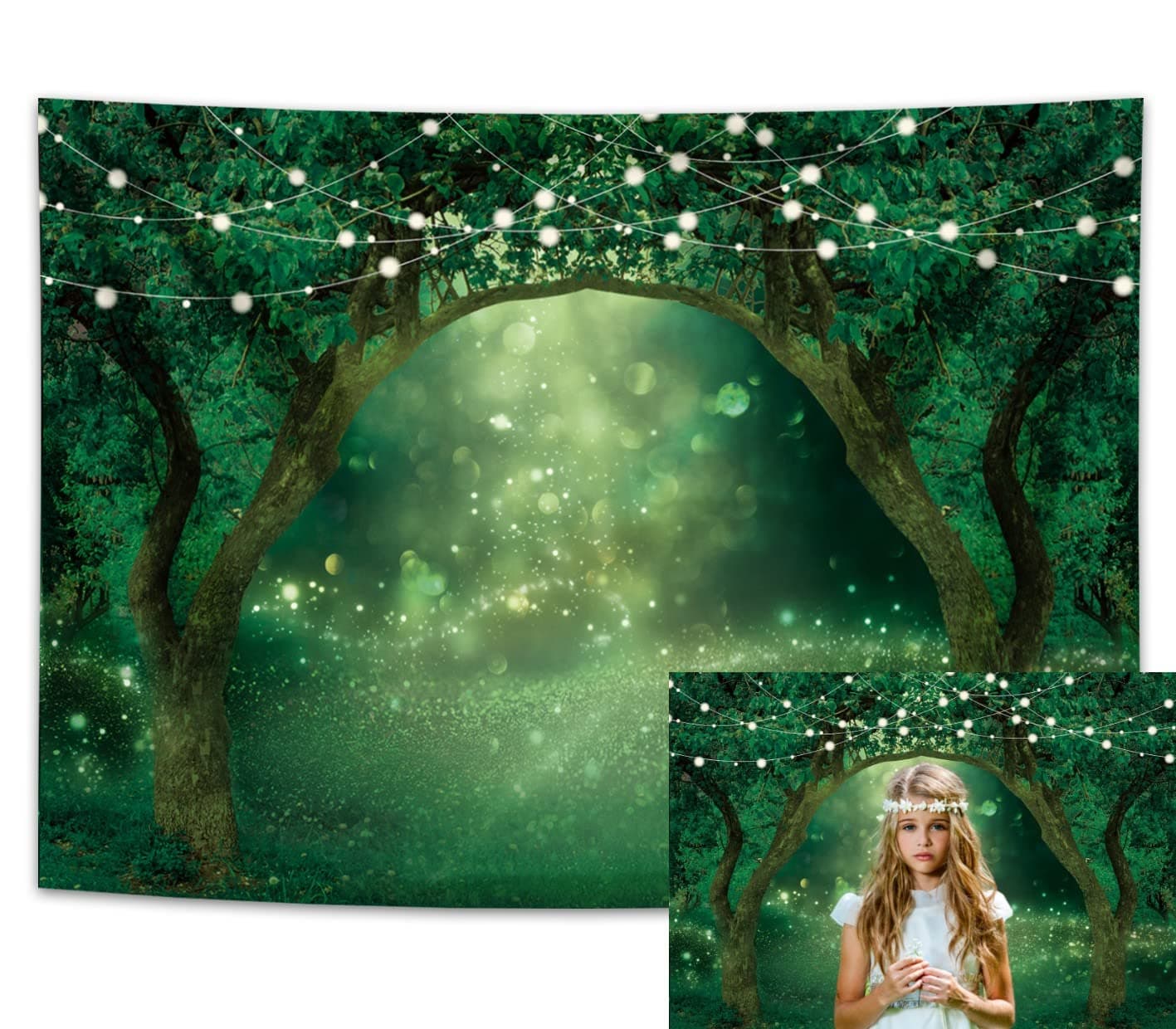 Enchanted Polyester Garden Background Magic Forest Fairy Wonderland Woodland Decorations Wedding Baby Shower Birthday Party Banner Backdrop (7x5FT)