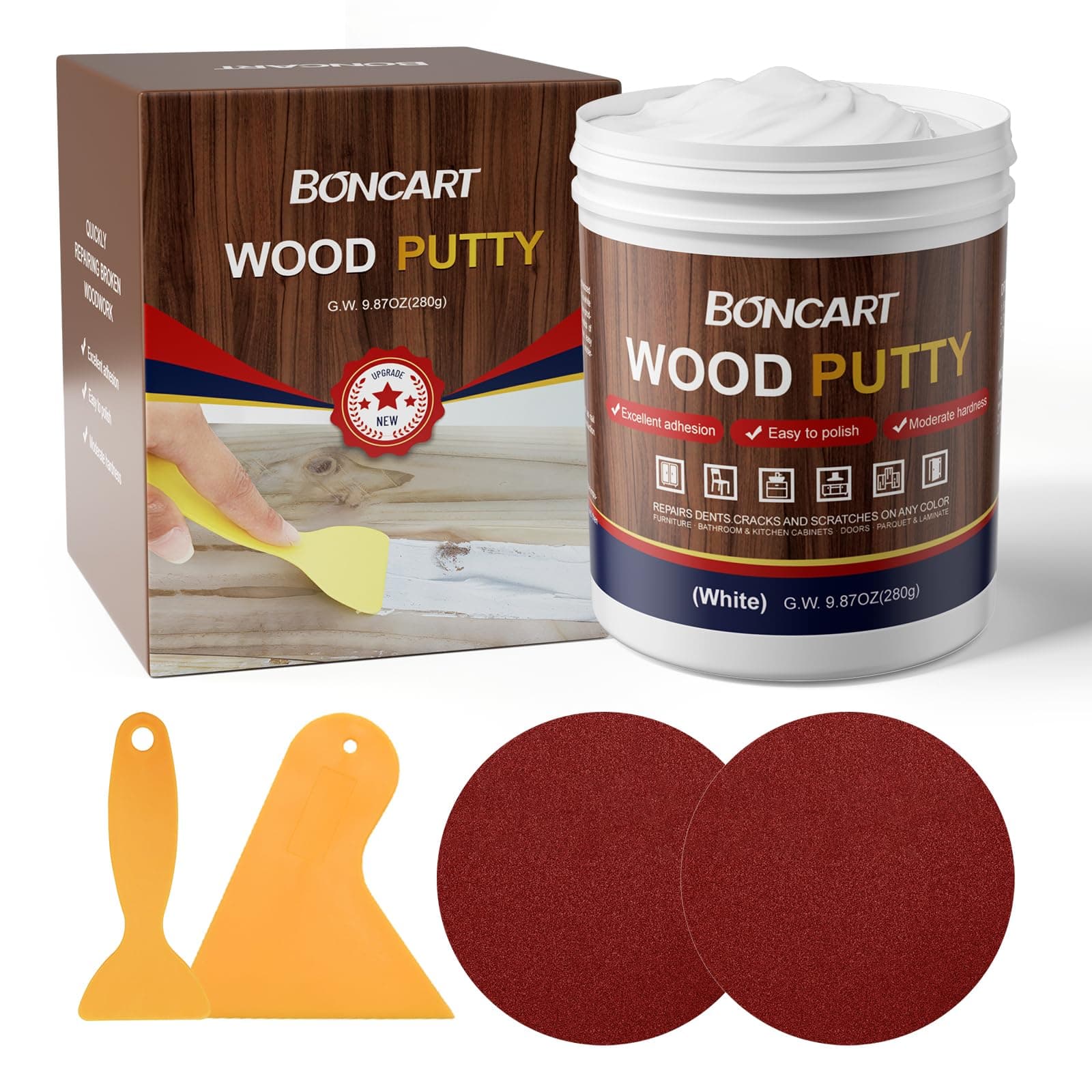 Wood Filler,Wood Putty,Wood Filler Paintable,Wood Repair Putty Stainable,9.87 Ounce White Wood Filler,Wood Furniture Repair kit,Quickly Repair Any Broken and defective Wooden Furniture