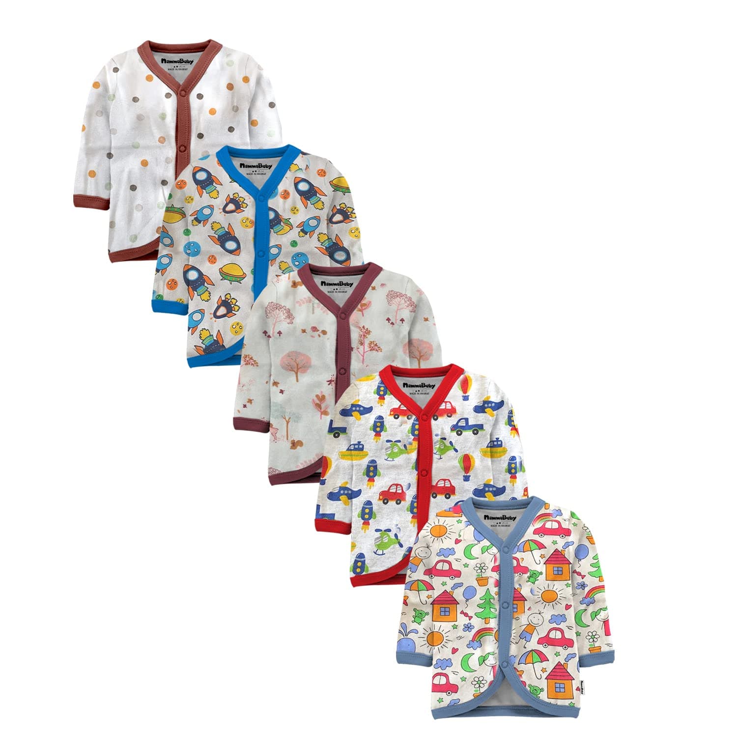 Baby Boy's & Baby Girl's Printed T-Shirt/Jhabla/Nightsuits with Assorted Prints- Multi-Pack