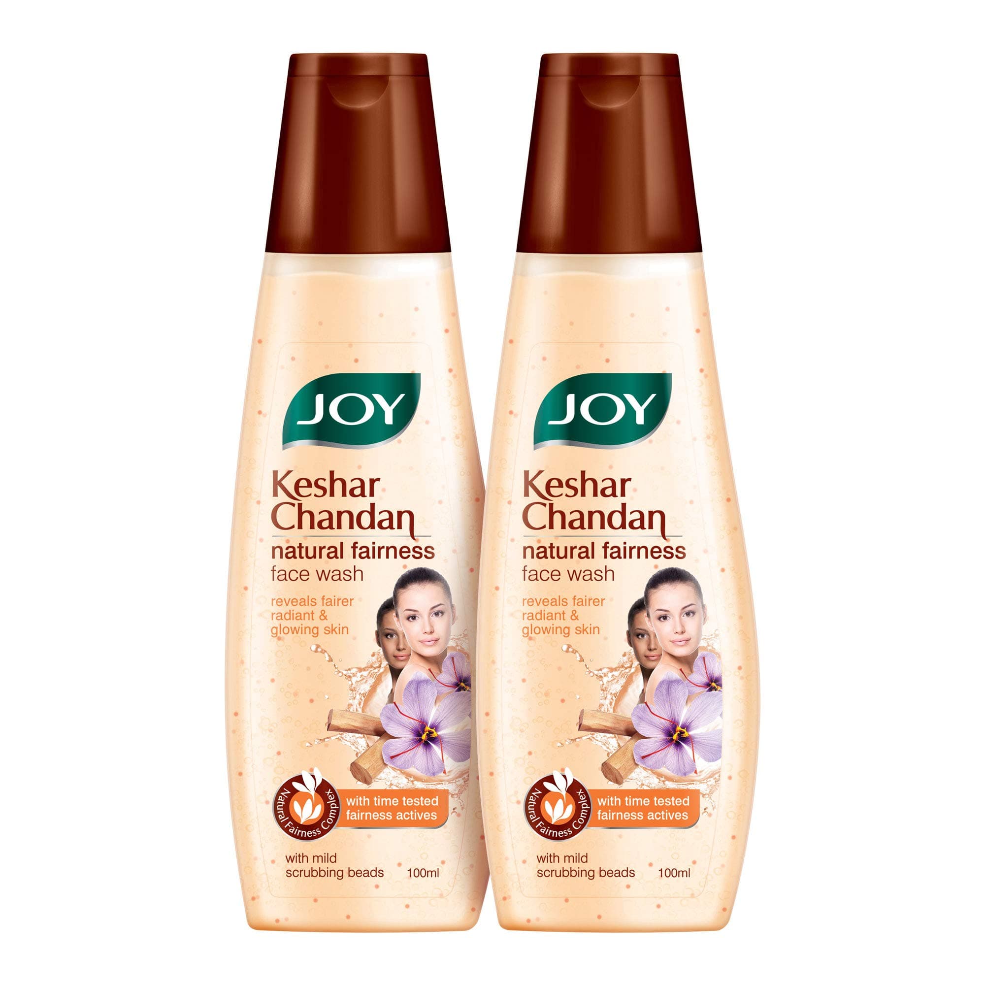 Joy Keshar Chandan Natural Glowing Skin & Fairness Face Wash, For All Skin Types (Pack of 2 X 100ml)