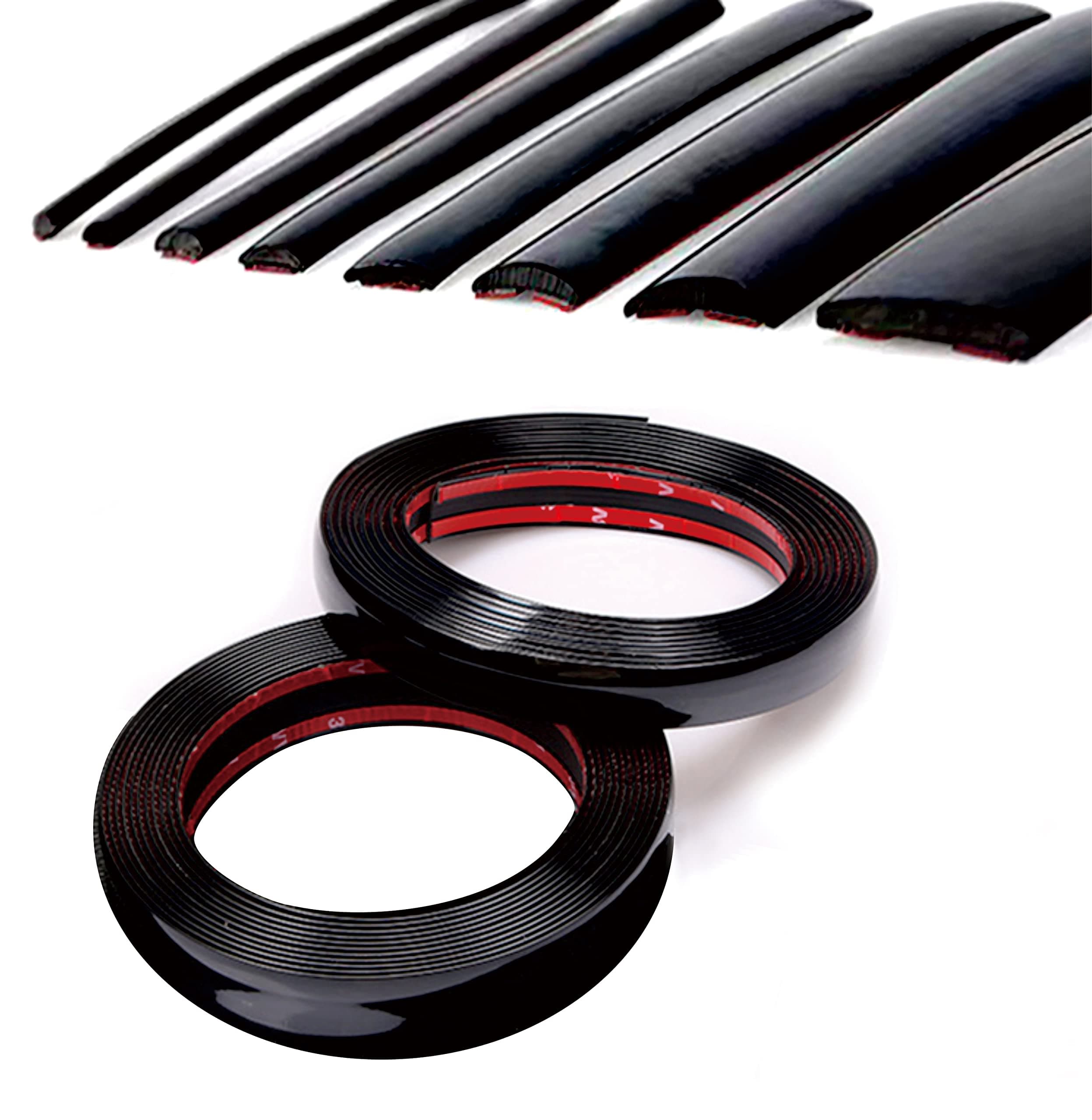 - 16Ft Glossy Black Automotive Car Exterior and Interior Molding Trim Universal Bumper Window Door Body Side Decorative Strip Scratch-Proof (Width: 1/2inch(12mm))
