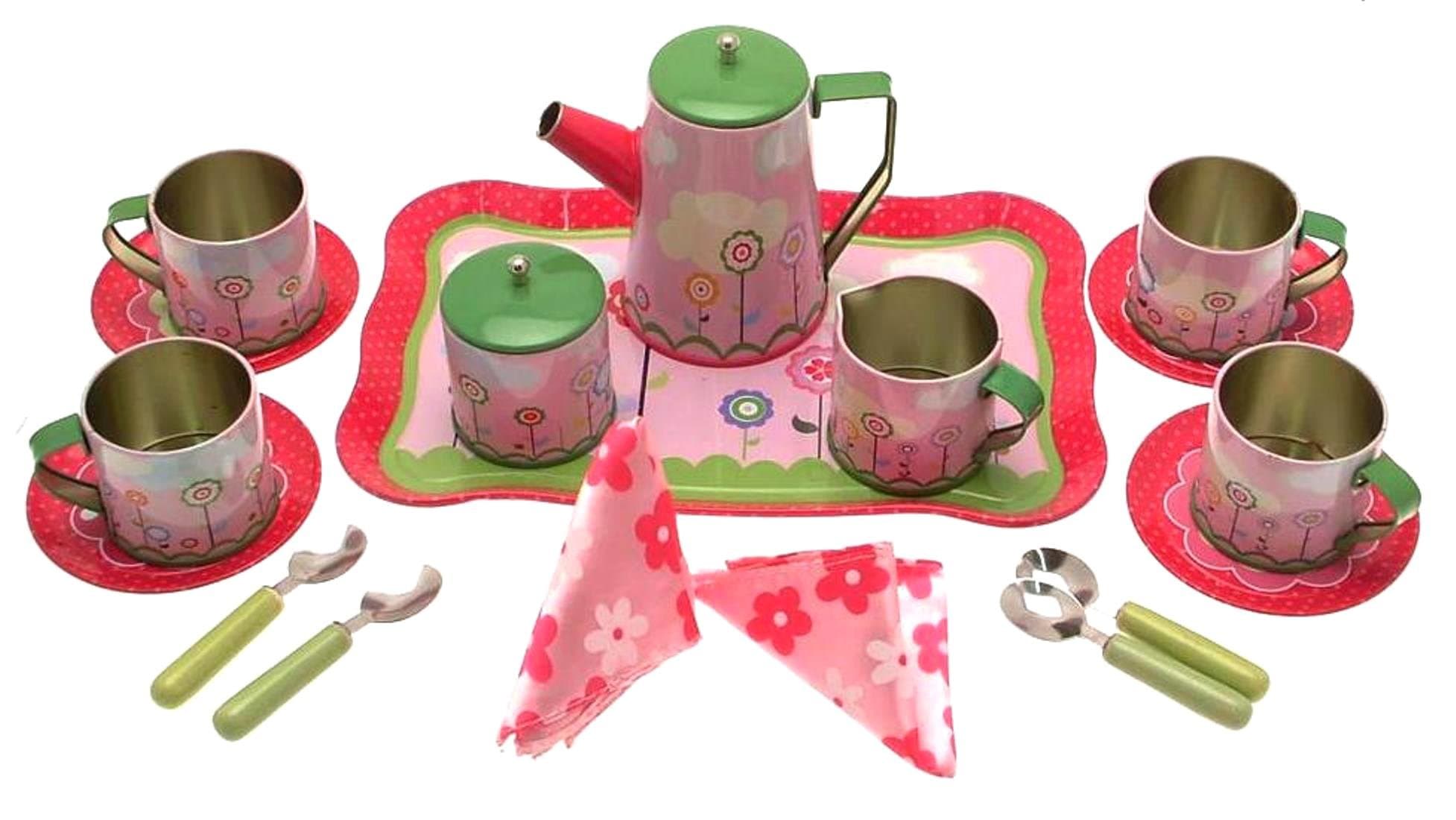 Childrens Tea Sets Toy Kitchen Set Toy teaset Teasets For Girls Tin Tea Set