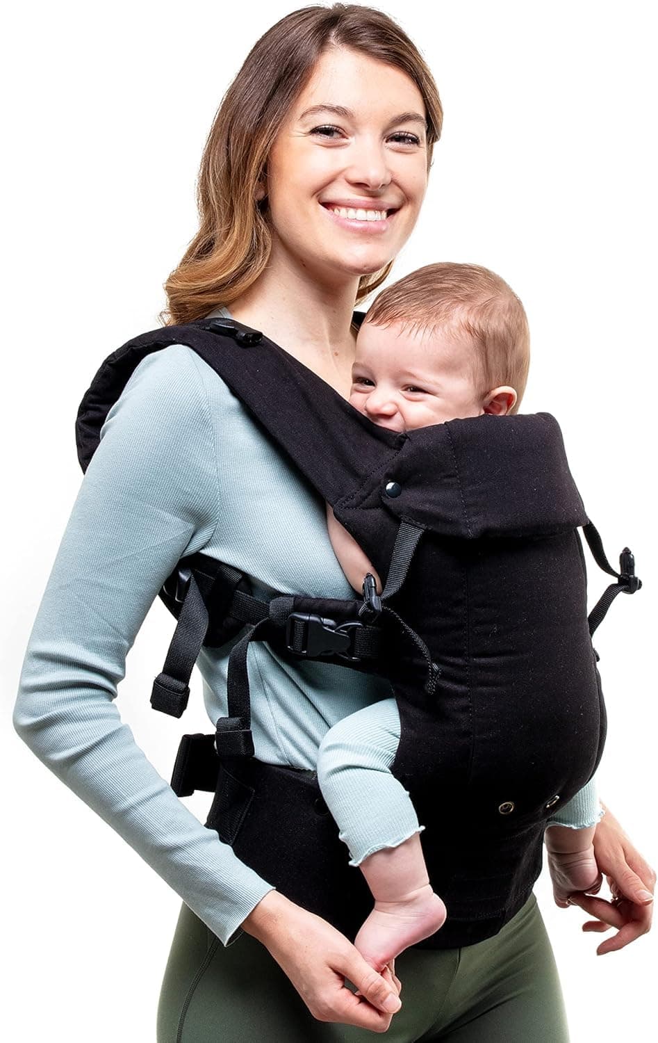 Beco Gemini Baby Carriers from Newborn to Toddler - Certified Ergonomic Newborn Baby Carrier for Infants and Children of 7-35 lbs - M Shape, Adjustable Seat, 100% Organic Cotton (Metro Black)