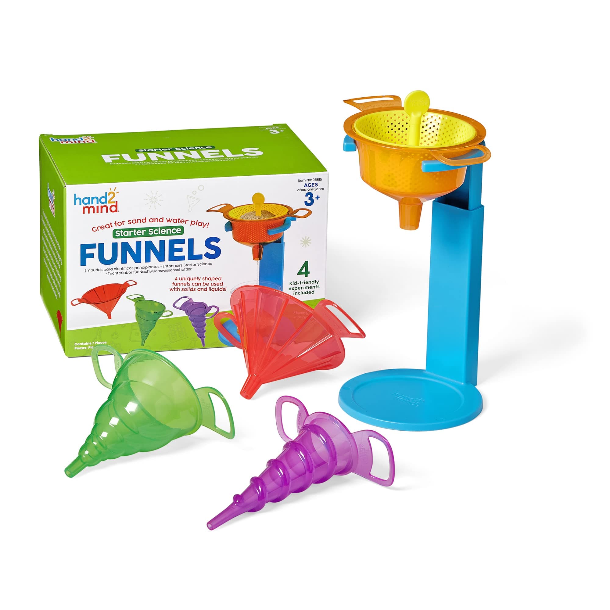 Hand2Mind Learning Resources Starter Science Funnels, Lab Equipment, Ages 3+, Sifting Toys, Sand Sifter, Water Table Sensory Play Educational Kits, Kids Chemistry Set