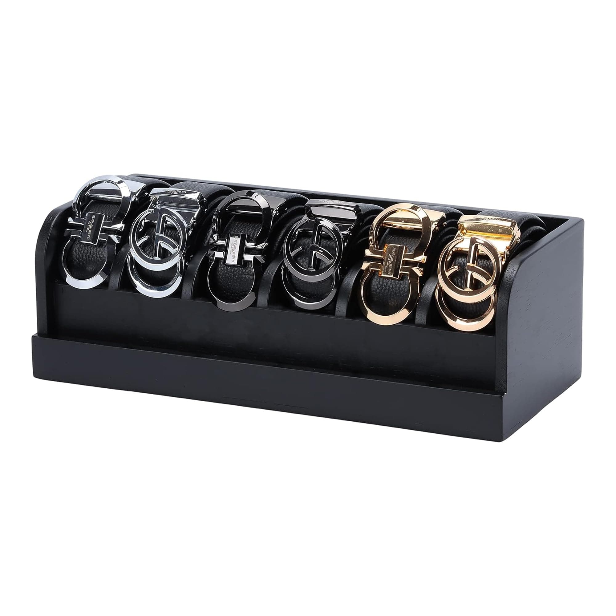 MinBoo Bamboo Belt Organizer Box,6 Grids Belt Rack for Closet and Drawer, Belt Storage Organizer and Displayer for Men Women