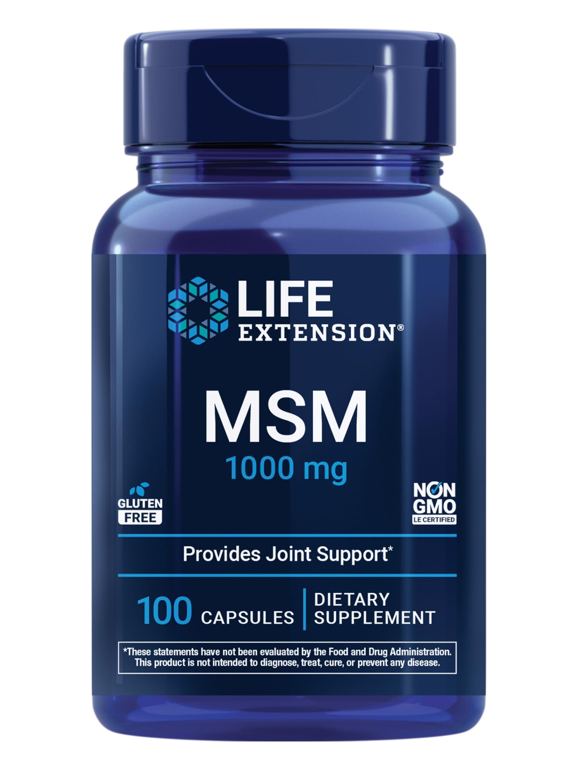MSM, 1000 mg, methylsulfonylmethane, Supports Healthy Joints, Helps Relieve Muscle and Joint discomfort, antioxidant Support, Gluten-Free, Non-GMO, 100 Capsules