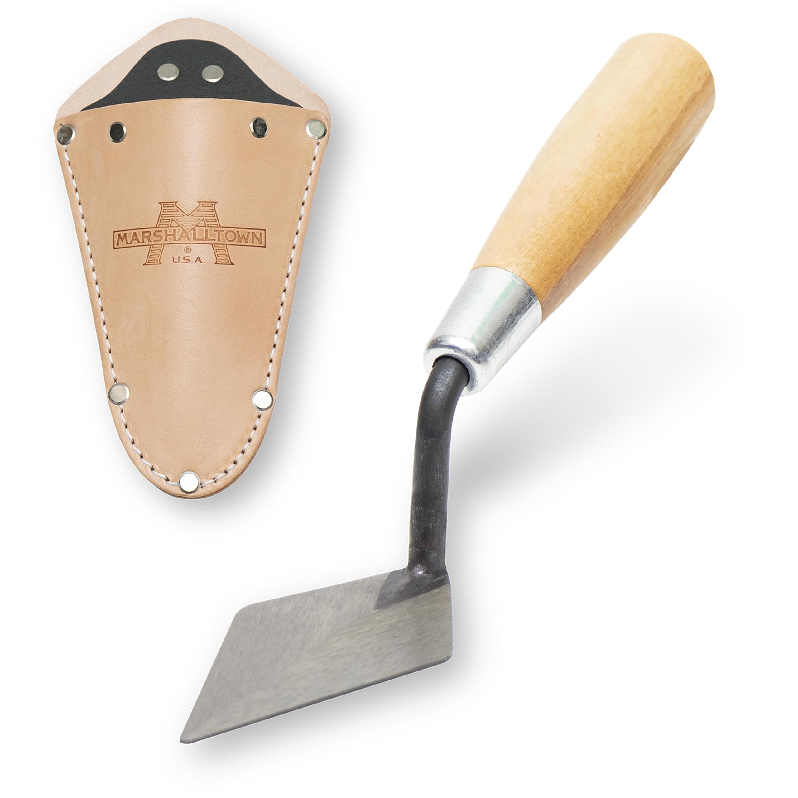 Archaeology Pointing Trowel, 4 x 2 Inch, Wood Handle, Leather Holster, London Style, Made in the USA, ATH114S