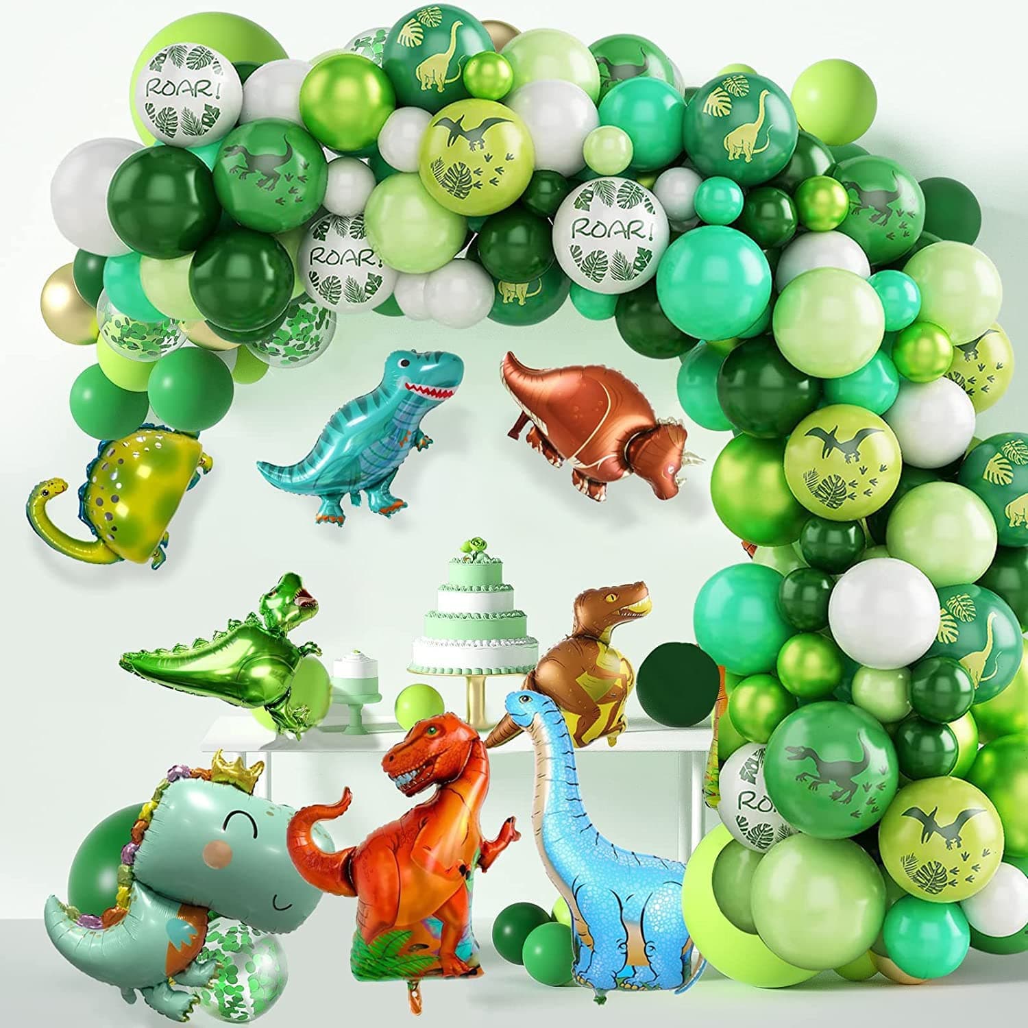 Dinosaur Birthday Party Decoration, Including Dinosaur Balloon Set and Balloons Arch, Dinosaur Party Supplies for Kids Boys Girls