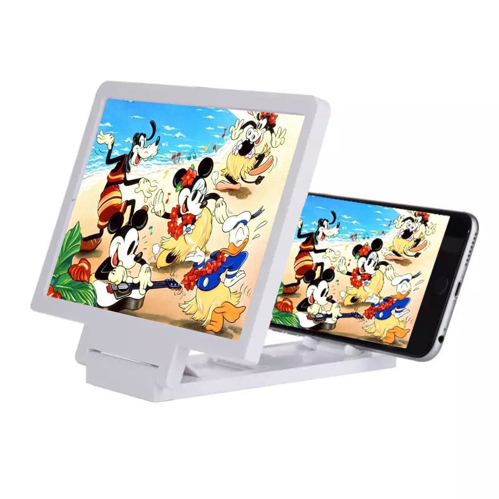 Qcute Gadget 3D Screen Magnifier Mobile Phone Video Enlarge Stand Expander Stand Holder Foldable Eye Treasure Case For Iphone Android (White)