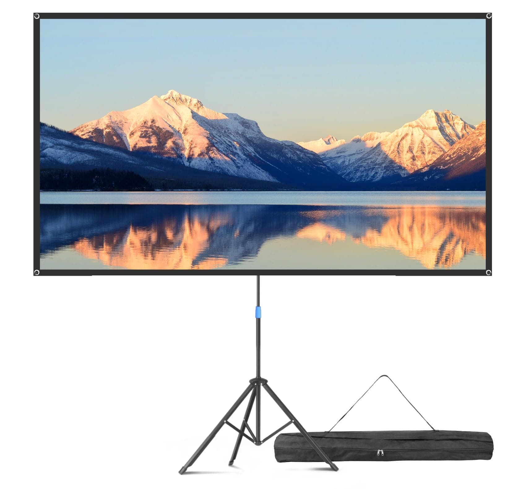 Projector Screen with Stand, 80 Inch Portable Projector Screen Outdoor Indoor, 1.2 Gain Fiberglass Projection Screen, 16:9 Outdoor Movie PVC Screen with Carrying Bag for Movie Night(White Screen)