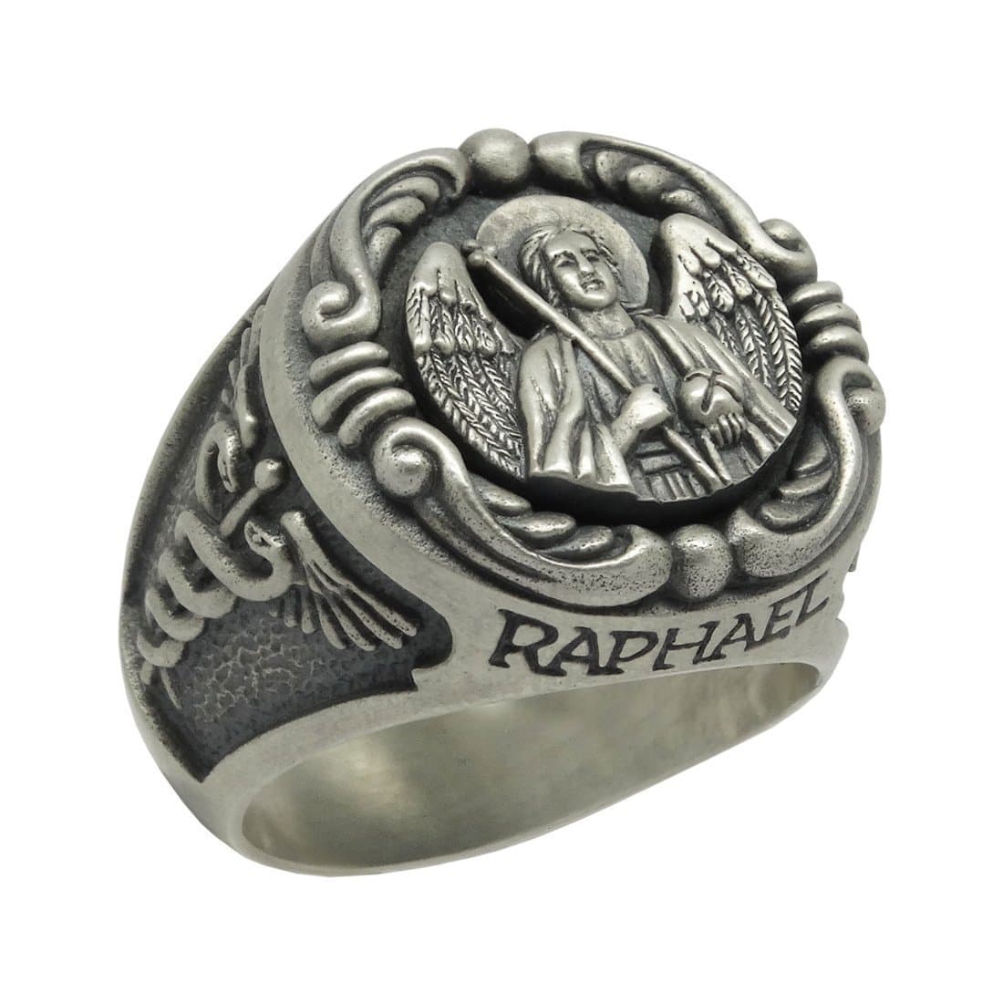 St Raphael the Archangel Sterling Silver 925 Christian Catholic Mens Ring Medical Corps