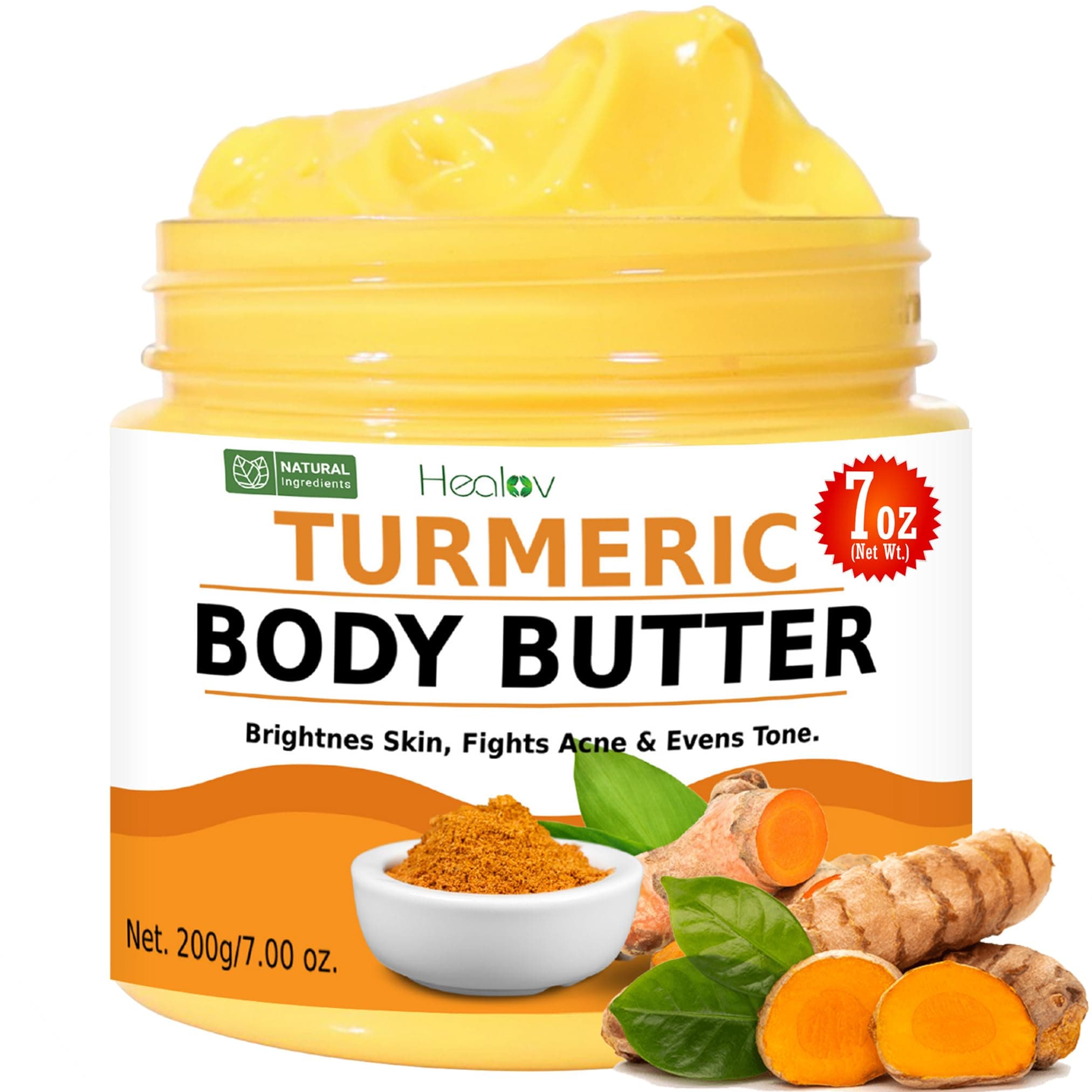 Turmeric Face Cream – All Natural Skin Brightening Lotion – Turmeric Whipped Body Butter for Dark Spots, Hyperpigmentation – Turmeric Skincare Cleanses, Fights Acne, Evens Tone, Scars, Sun Damage