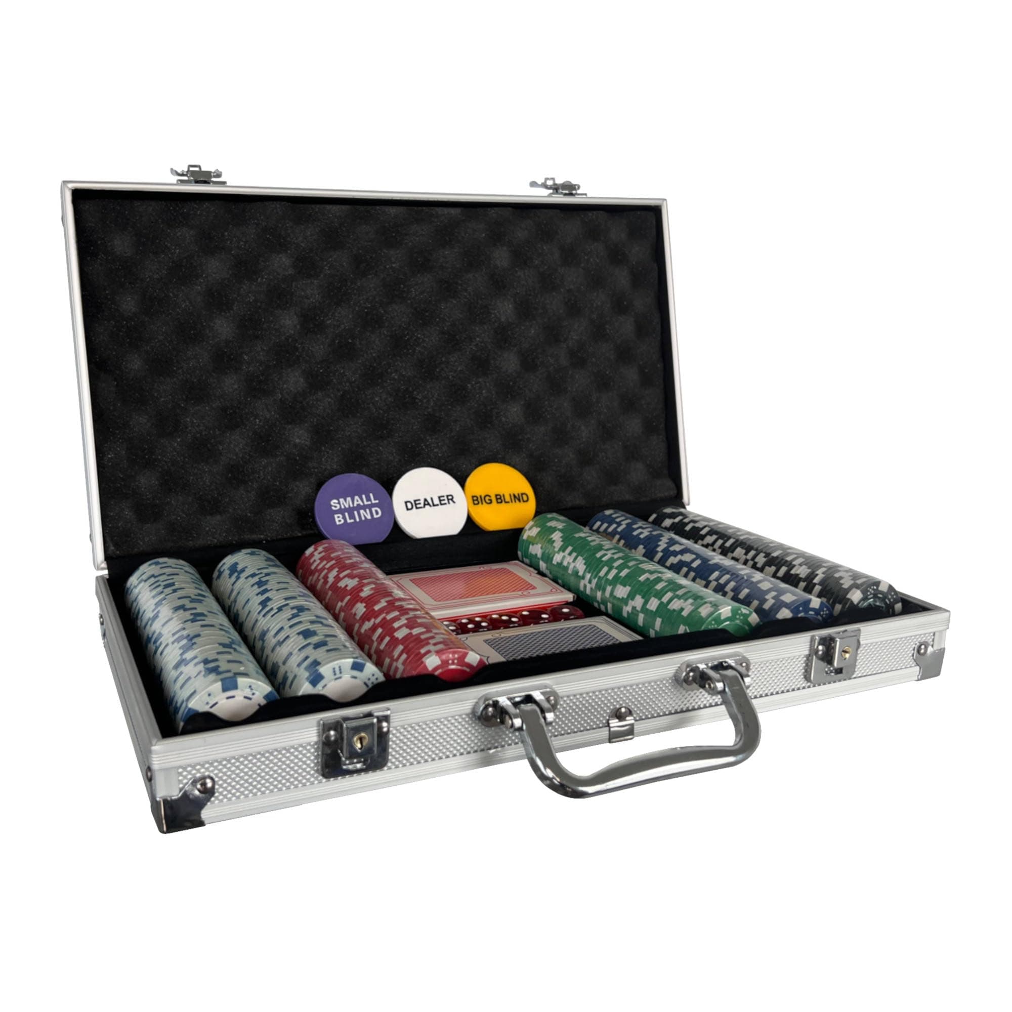 Poker Set - 300 Piece Texas Hold Em Complete With Chips, Cards, Dice, And Casino Style Case