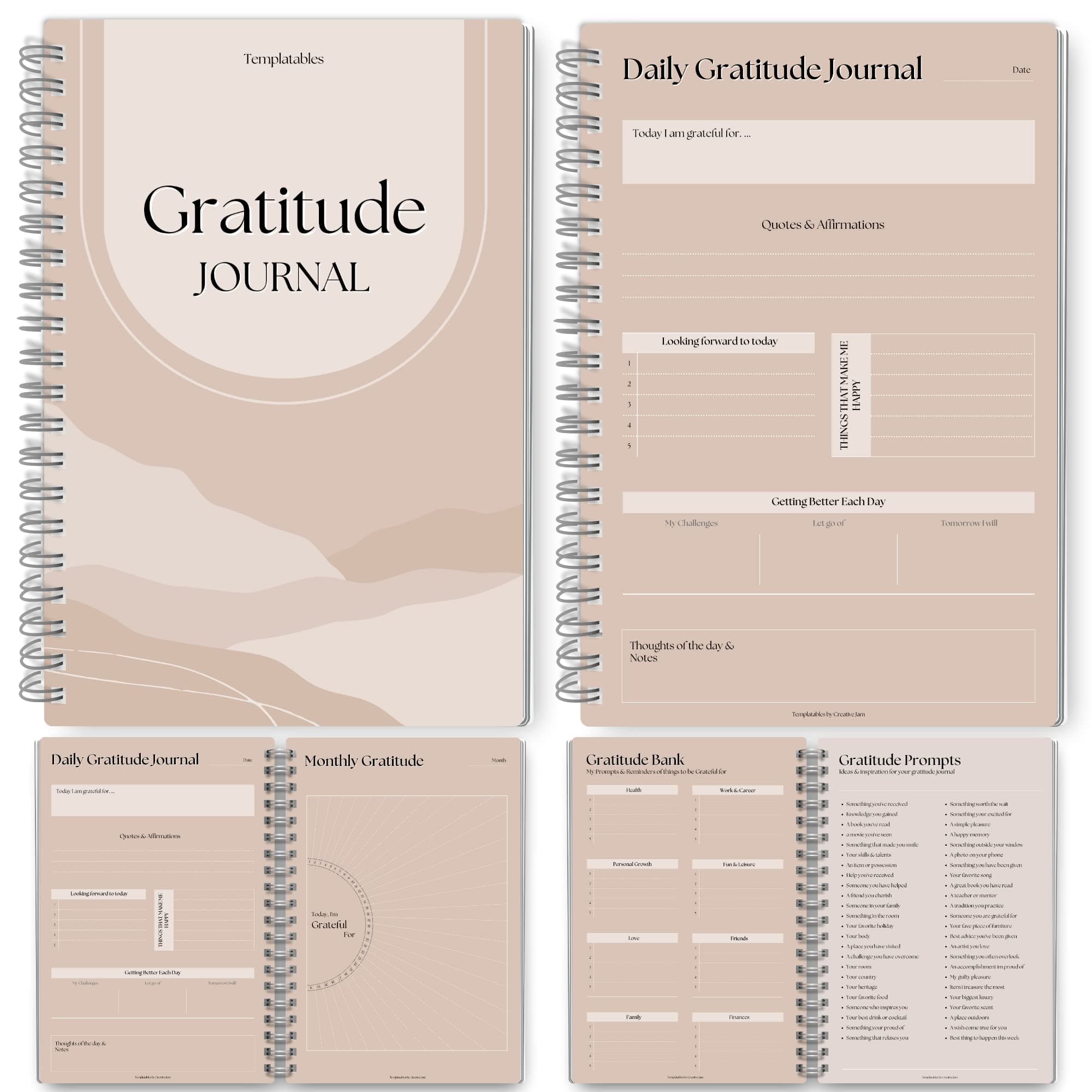 Gratitude & Mindfulness Journal | Self Care Planner, Positivity Diary, Daily Template, Gratitude Jar, Wellness, Manifestation - A5 Lux