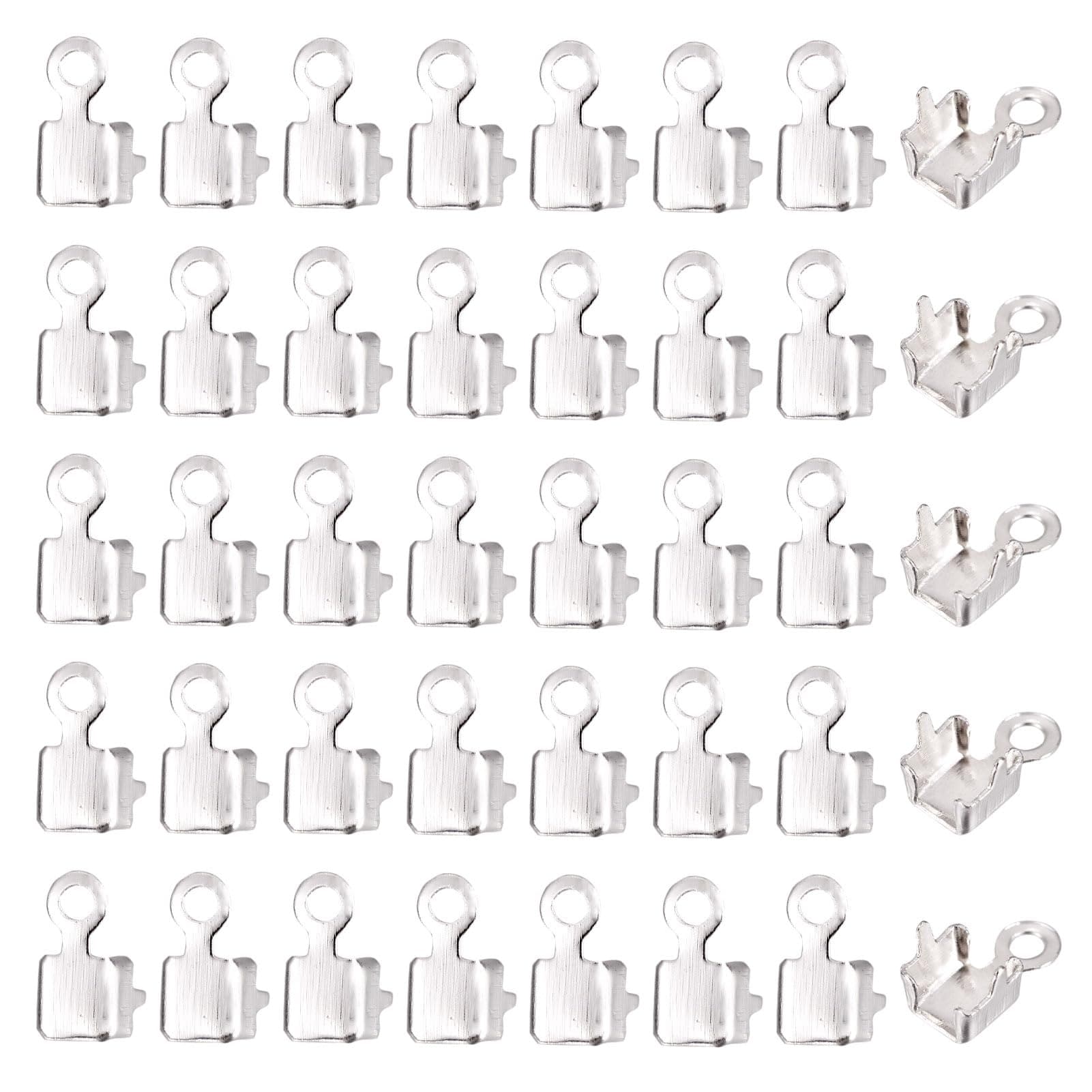 Craftdady 200pcs Cup Chain Connector End Tips with Loop 3x3mm for Iced Out Rhinestone Chain Jewelry Making