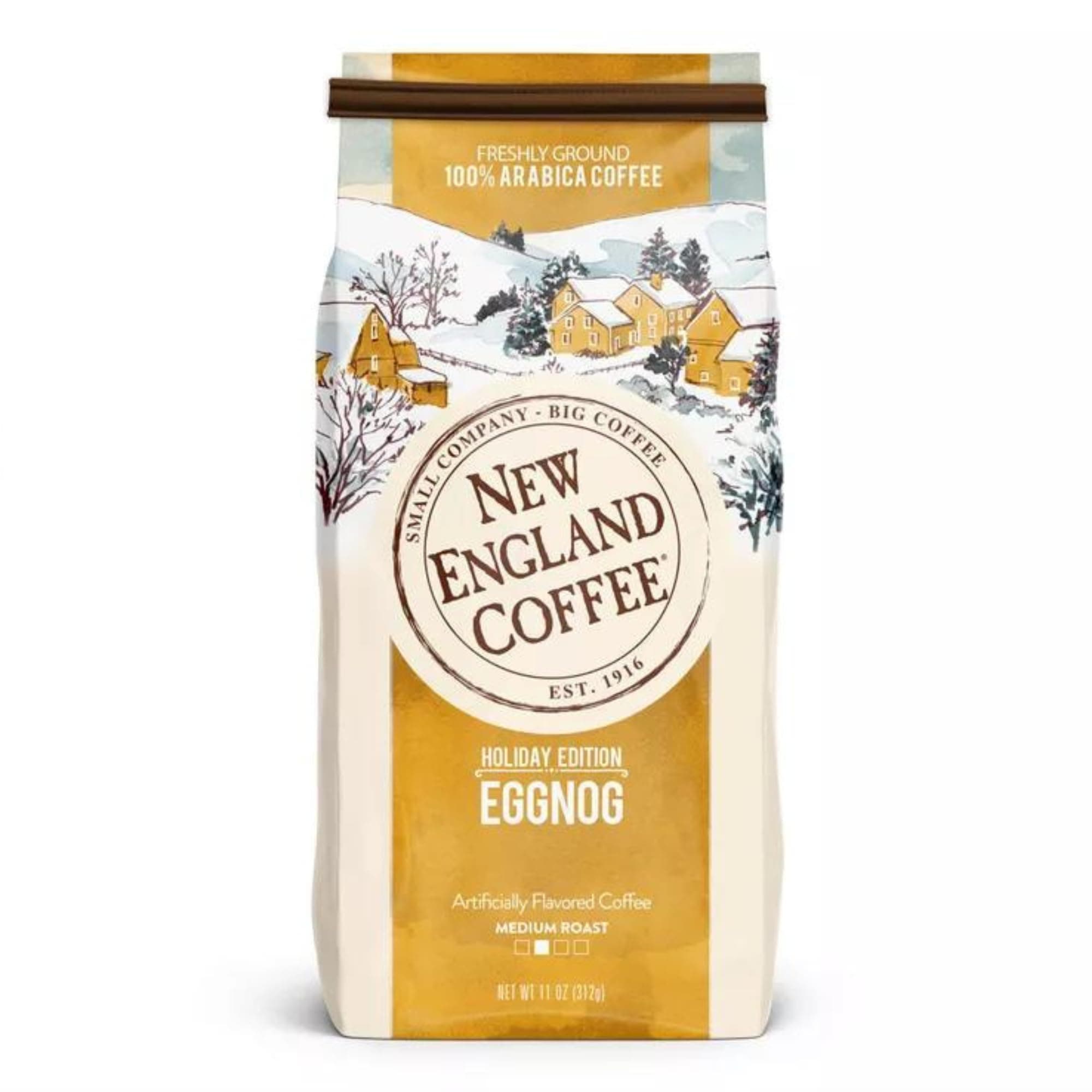 New England Coffee Eggnog Medium Roast Ground Coffee, 11oz Bag (Pack of 1)