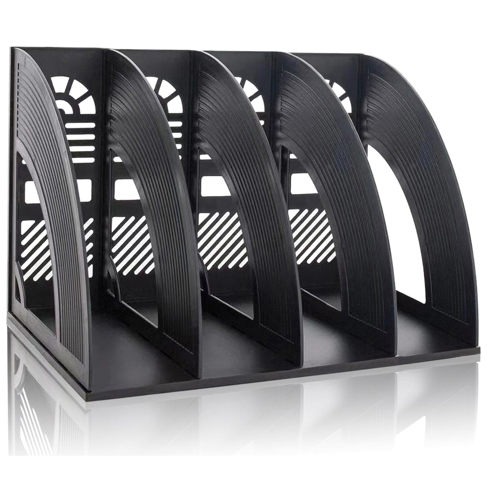 KXF Arched File Organiser Desktop Organizer for A4 Documents File Folder Holder Office Desk Storage Kitchen Organiser Plastic Magazine Rack Dividers 4 Compartments Frame Cabinet For Home School