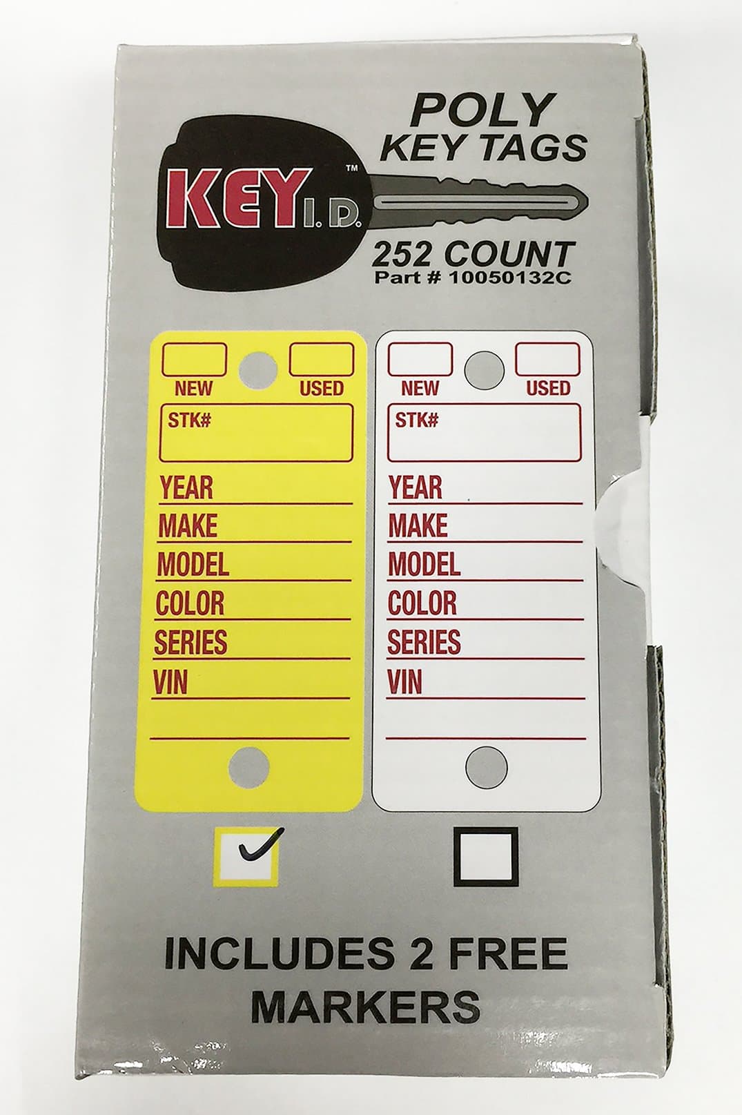 Poly Key Tags - Yellow (Box of 252) with 2 Sharpies and Metal Key Rings.