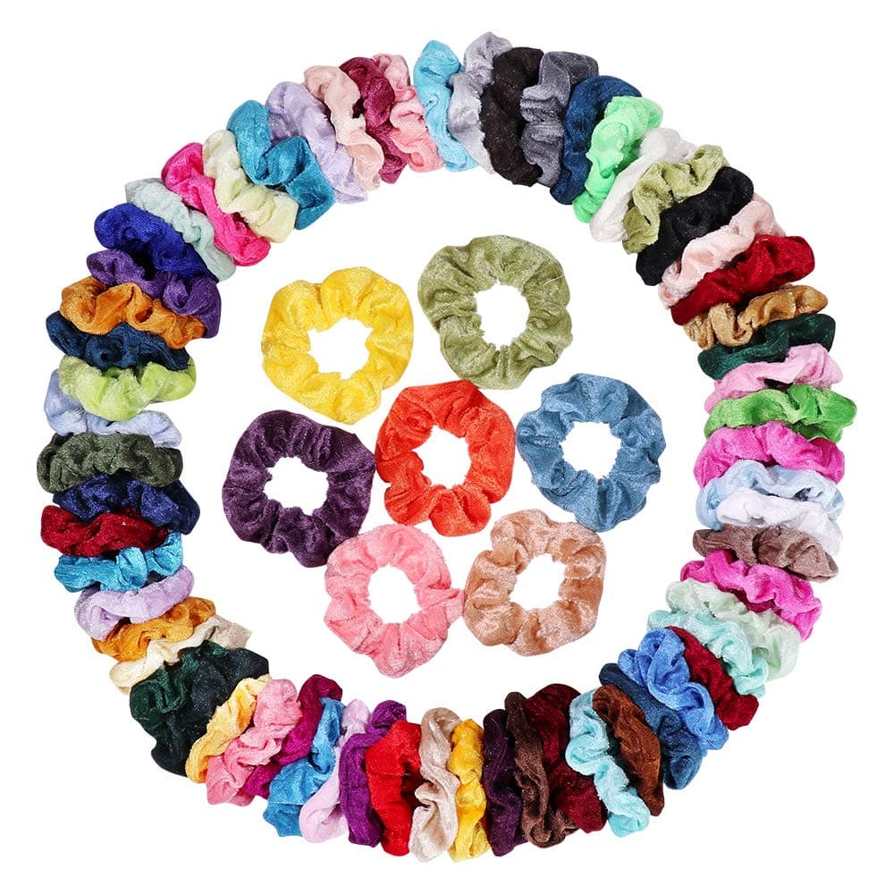 75 Pcs Velvet Hair Scrunchies Hair Bands for Women or Girls,Elastic Soft Ponytail Holder Hair Ties for Birthday, Party, Thanksgiving, Christmas, Multicolor