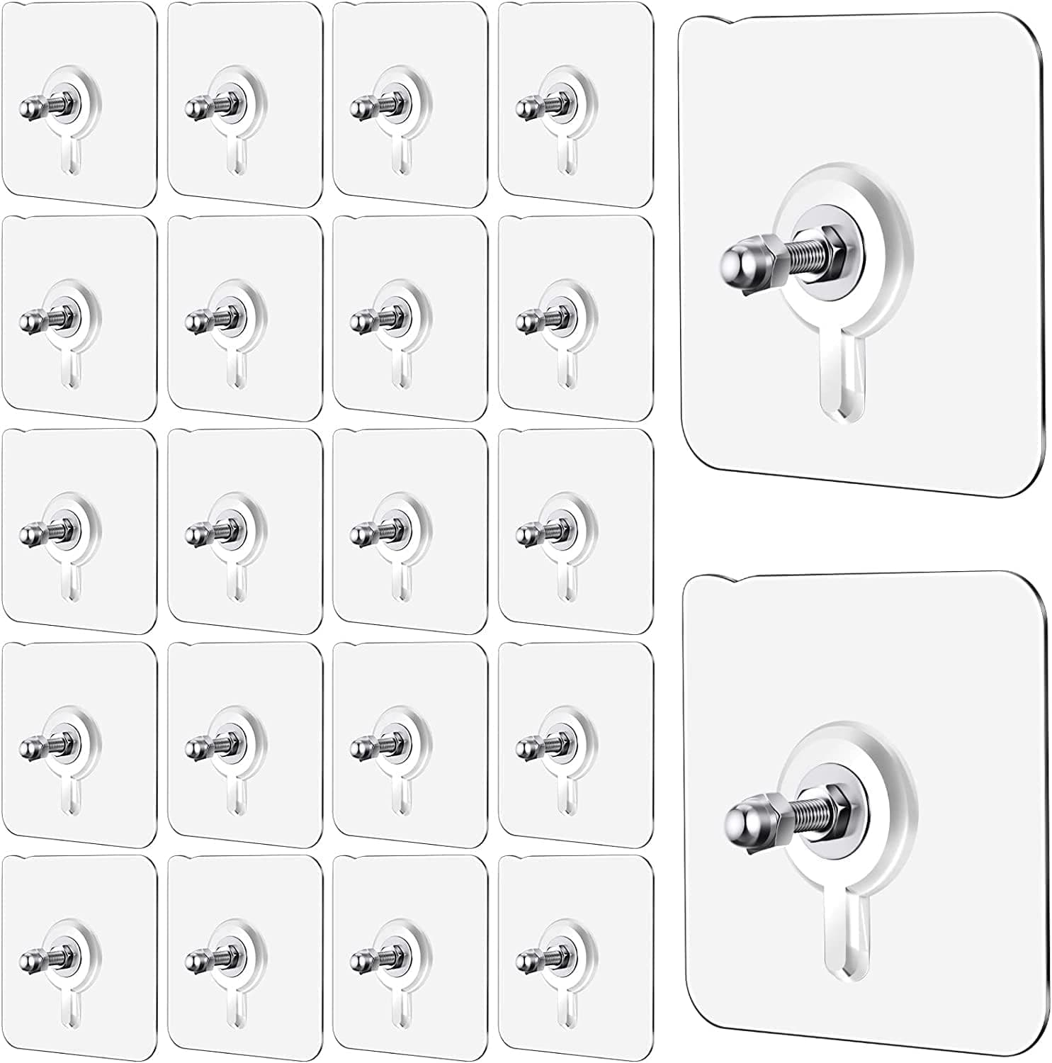 Wall Hooks – Adhesive Screw Hooks, No-Drill Waterproof Hanging Nails, Heavy-Duty Stickers for Wall Mounting in Kitchen, Bathroom, Bedroom & Living Room