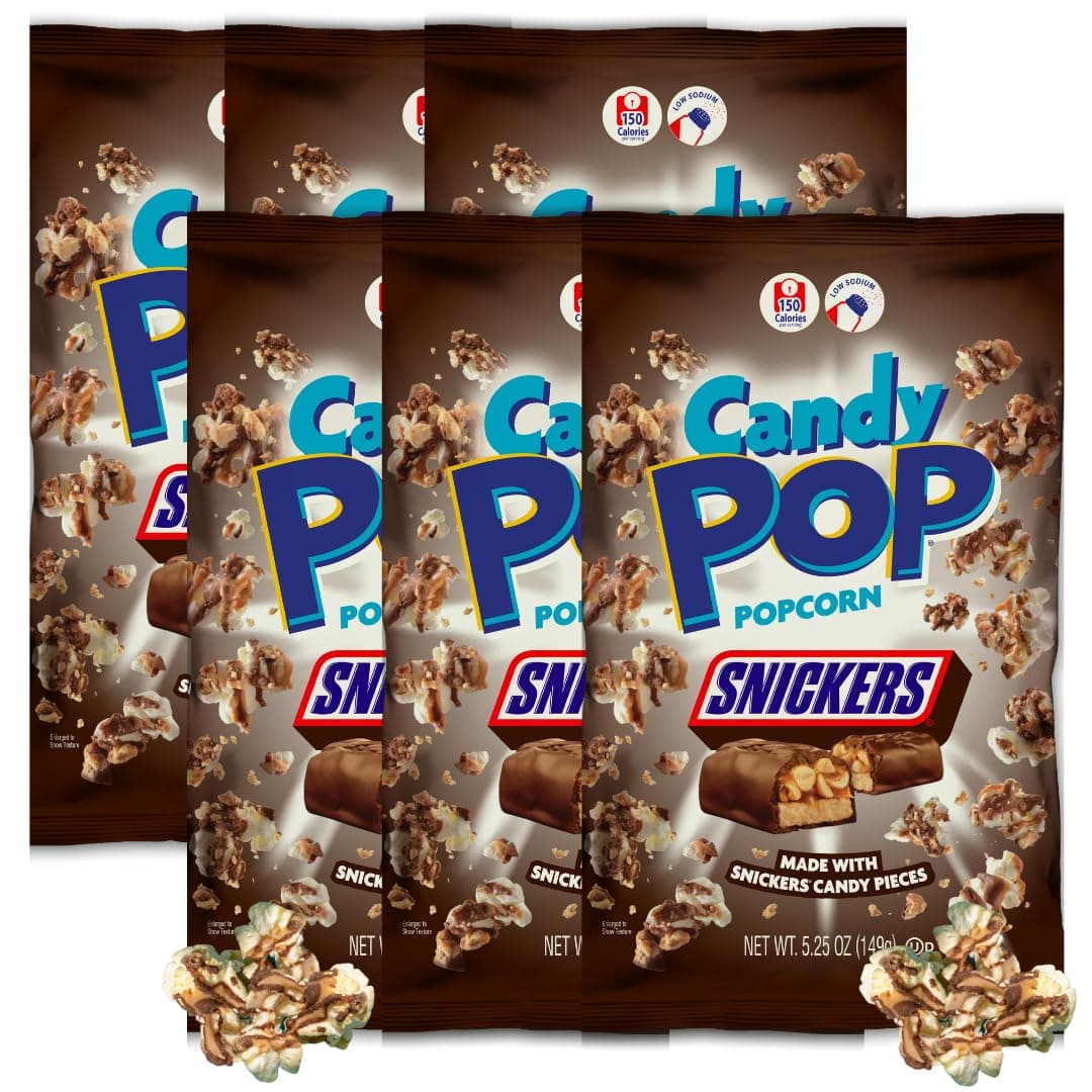 Snickers Candy Coated Popcorn (5.25oz bags, 6-Pack)
