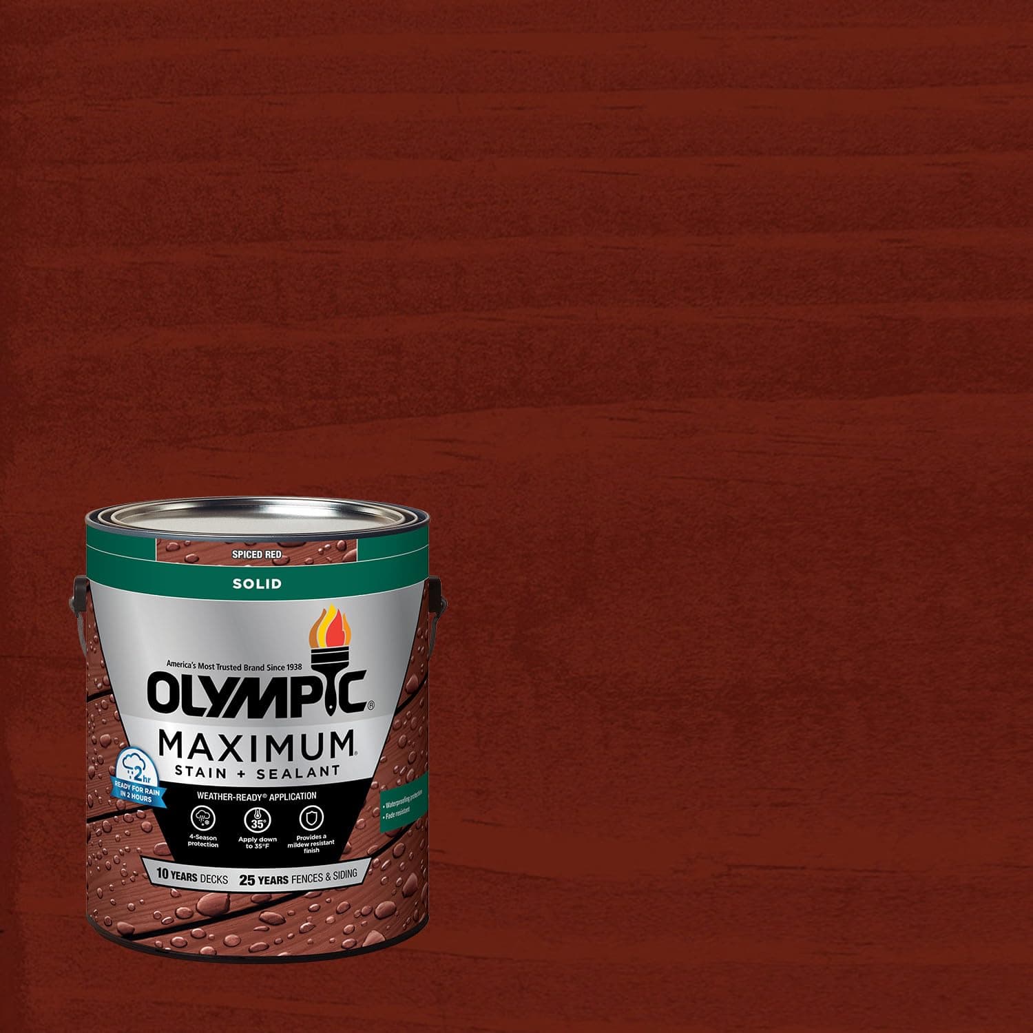 Olympic Maximum 1 gal. SC-1022 Spiced Red Solid Color Exterior Stain and Sealer in One
