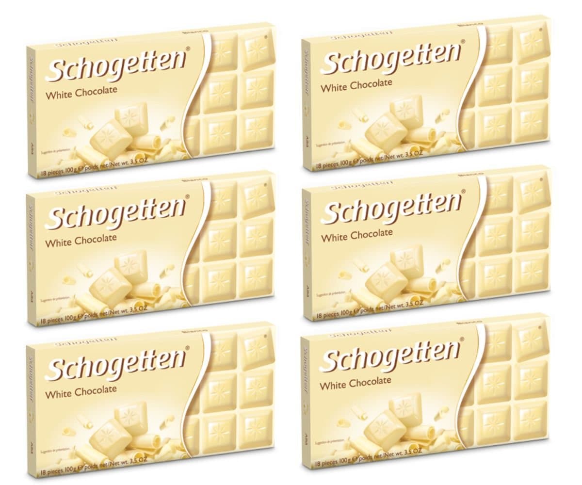 - German White Chocolate Bars, 100g/3.5oz (Pack of 6)