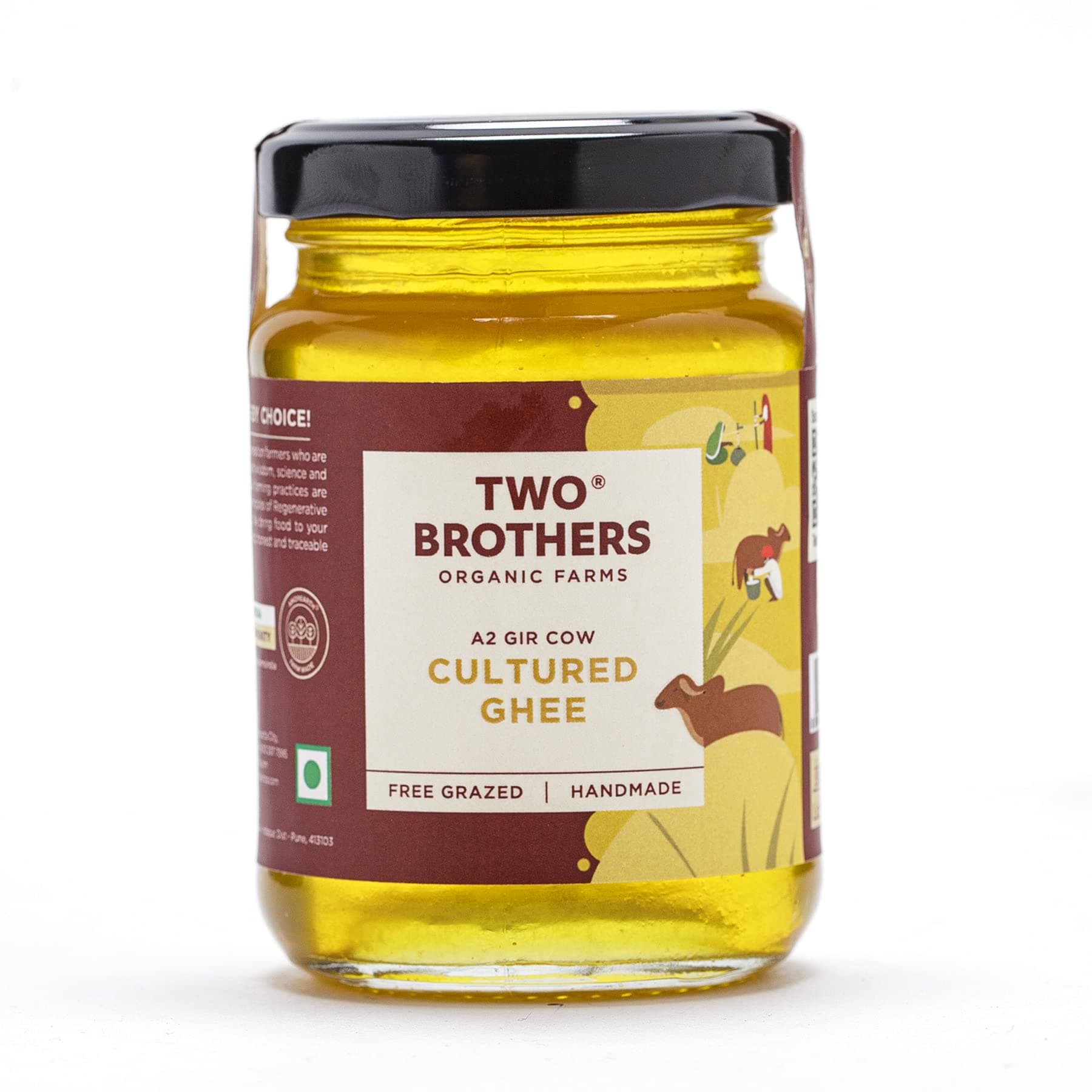 Two Brothers Organic Farms Amorearth A2 Ghee | Desi Gir Cow Cultured Ghee | Bilona Method | Immunity Booster | Healthy For Heart - 150 ml