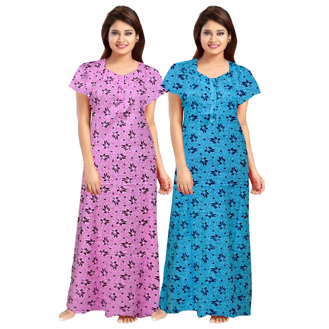 jwf Women's Cotton Long Dresses Dress (Multicolour)
