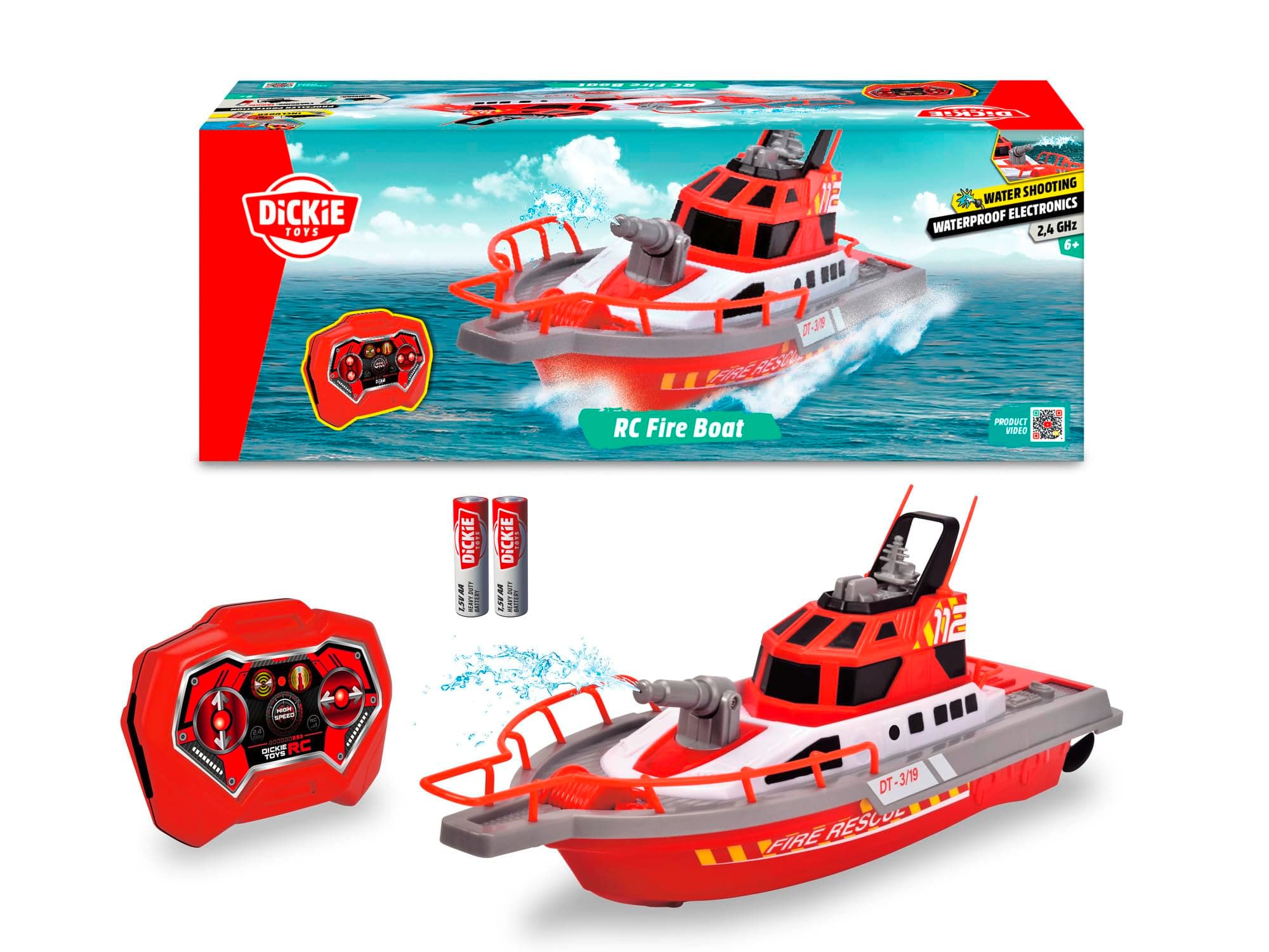 DICKIE TOYS - 15" RC Rescue Boat with Working Water Pump