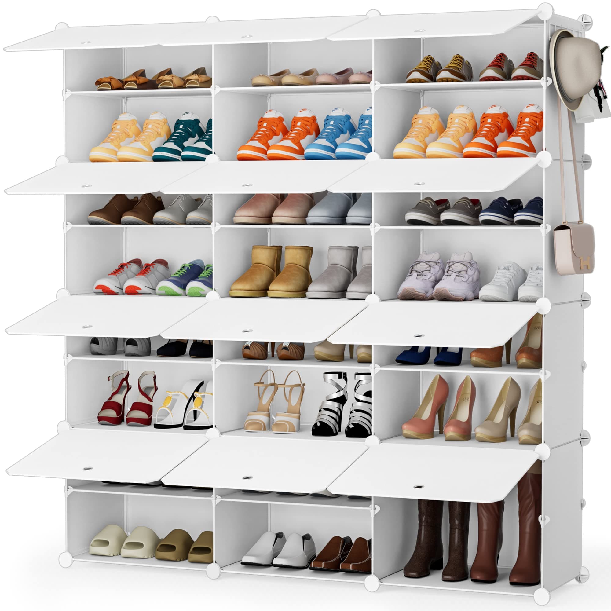 HOMIDEC Shoe Storage Cabinet, 48 Pairs Shoe Rack 3 by 8 Tier Space Saving Shoe Organizer for Closet Hallway Living Room Bedroom Garage