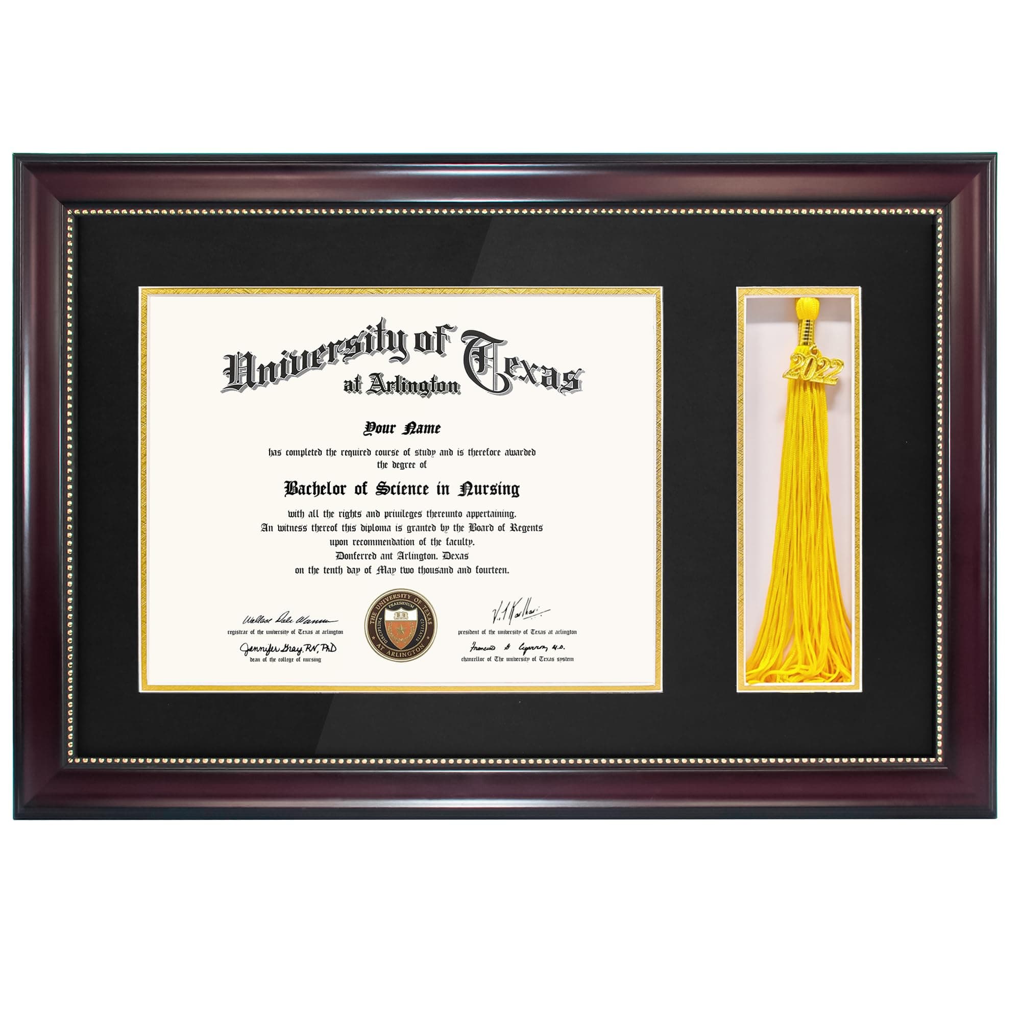 GraduationMall 11x17 Mahogany Diploma Frame with Tassel Holder for 8.5x11 Cer...