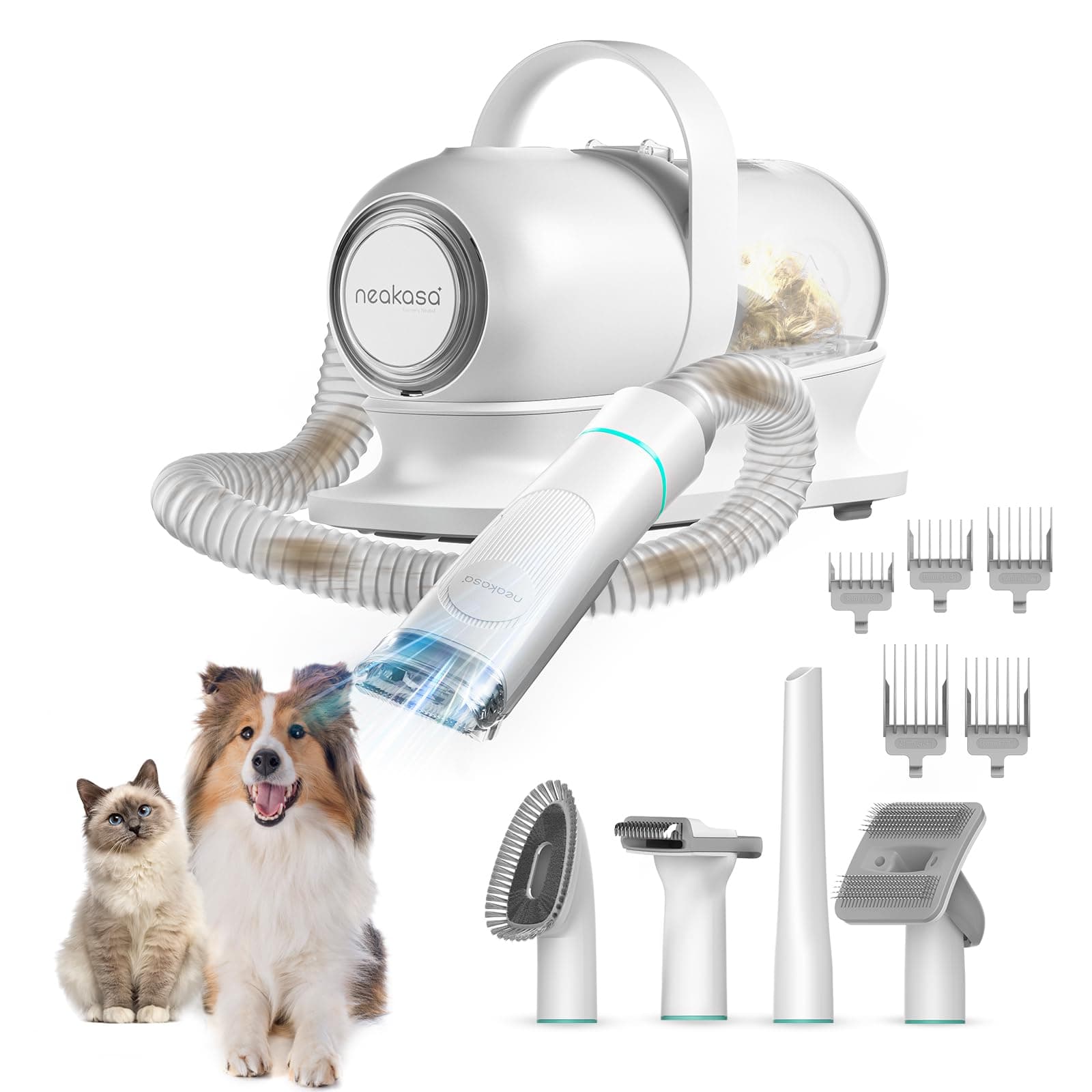 Neakasa P1 Pro Pet Grooming Vacuum Suction 99% Pet Hair, Dog Grooming Kit with 5 Professional Grooming Shedding Tools for Dogs Cats and Other Animals
