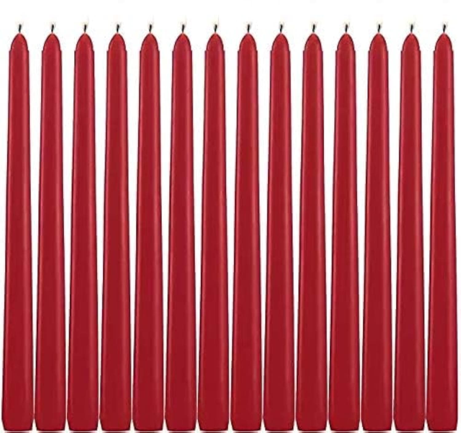 Red Taper Candles - Set of 14 Dripless Candles - 10 inch Tall, 3/4 inch Thick - 7.5 Hour Clean Burning