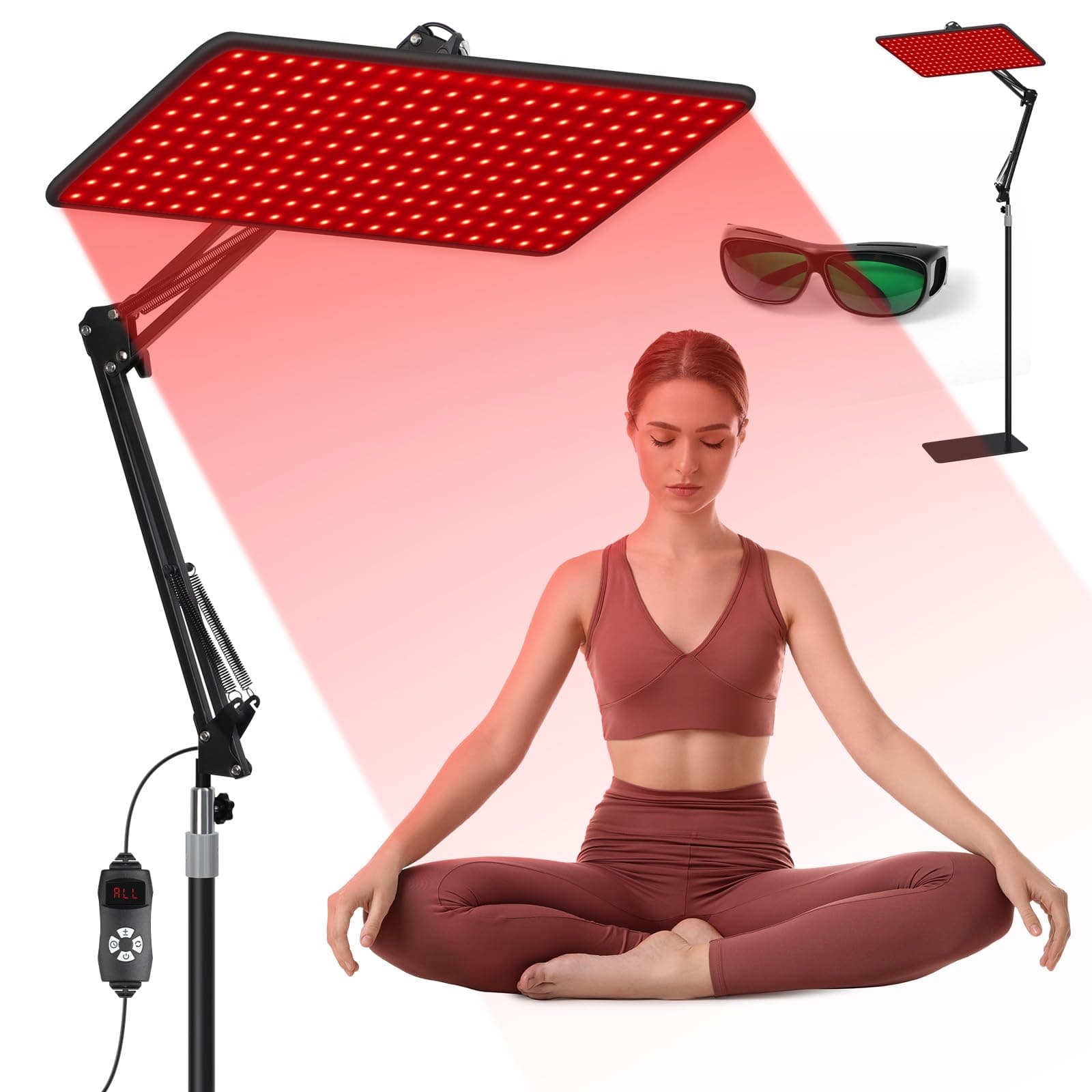 Red Light Therapy for Body and Face, Infrared Light Therapy Lamp with Stable Stand, 660nm Red Light, 850nm & 940nm Infrared Light Therapy Panel, Light Therapy Device at Home