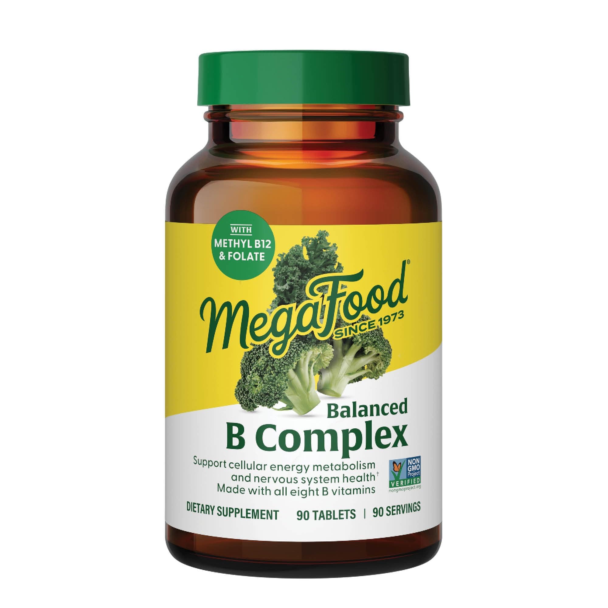 Balanced B Complex - B Complex Vitamin That Helps Support Cellular Energy with Vitamins B1, B2, B3, B5, B6, B7, B9, B12 - Vegan, Kosher, and Non GMO - Made Without 9 Food Allergens - 90 Tabs